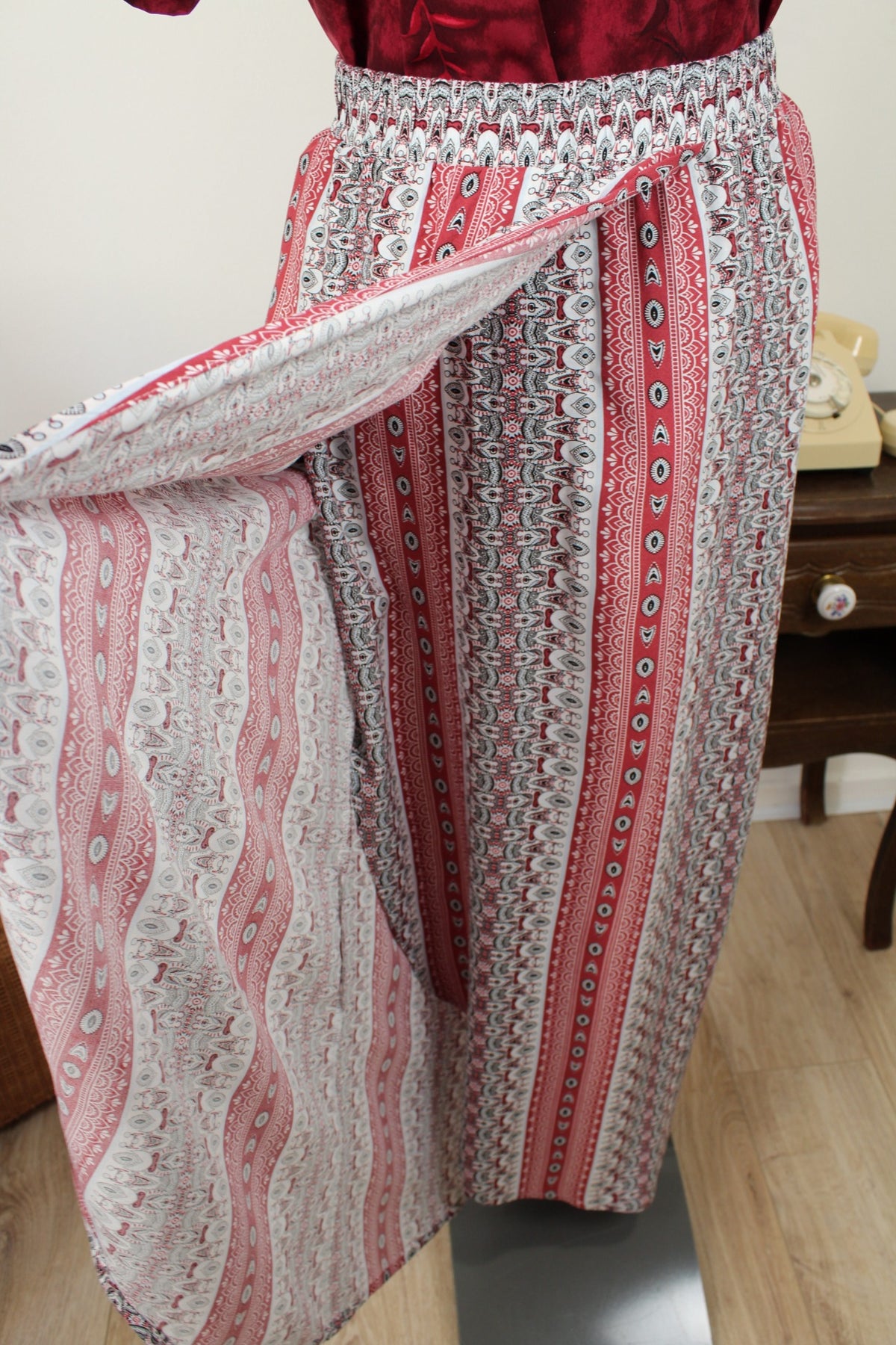 Jupe longue rétro pasiley & motifs bohème années 2000 - Taille 36/38