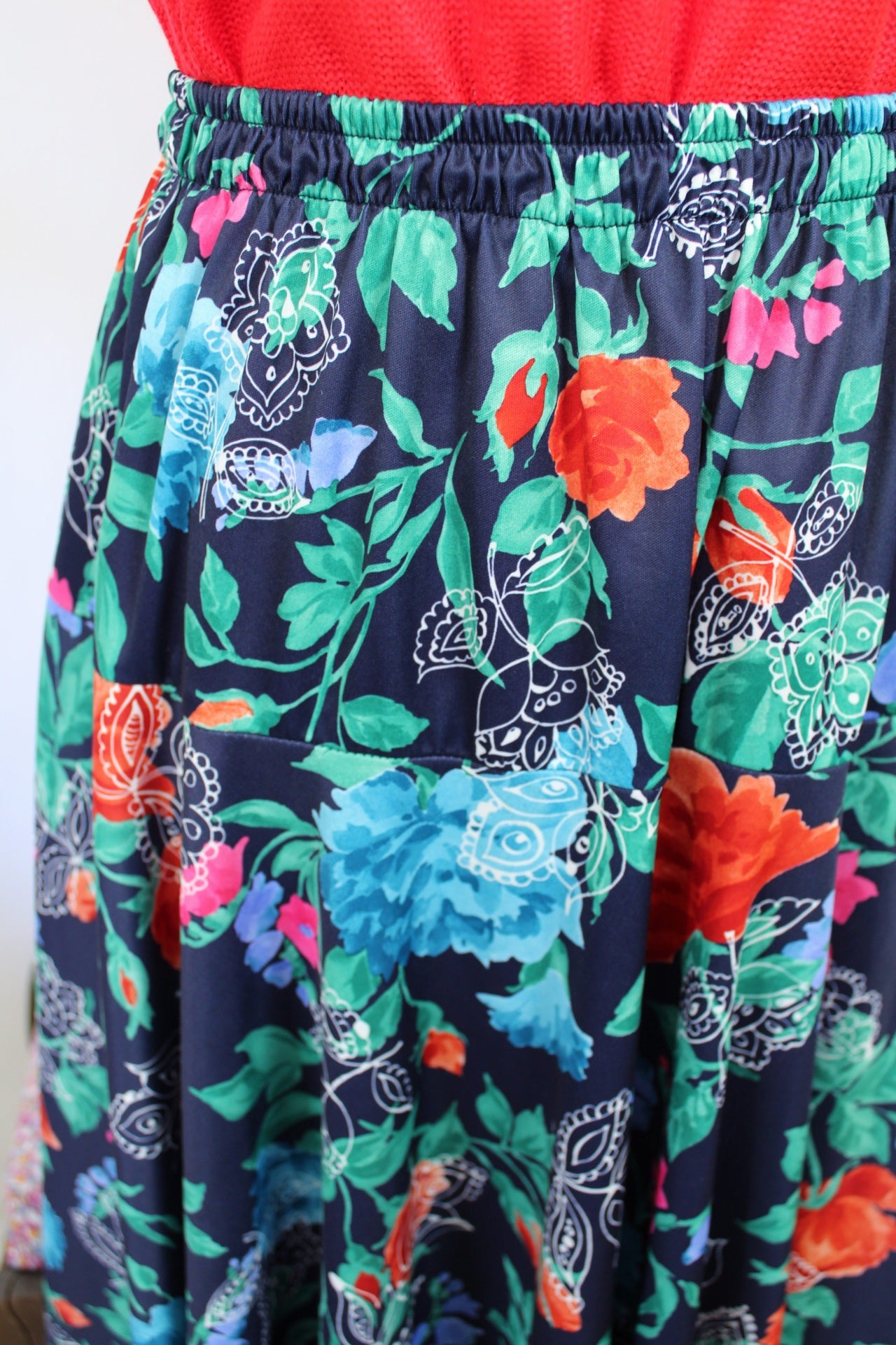 🍒🌸Jupe patineuse fleurie vintage 80's - Made in France - Taille 36 à 42🍒🌸