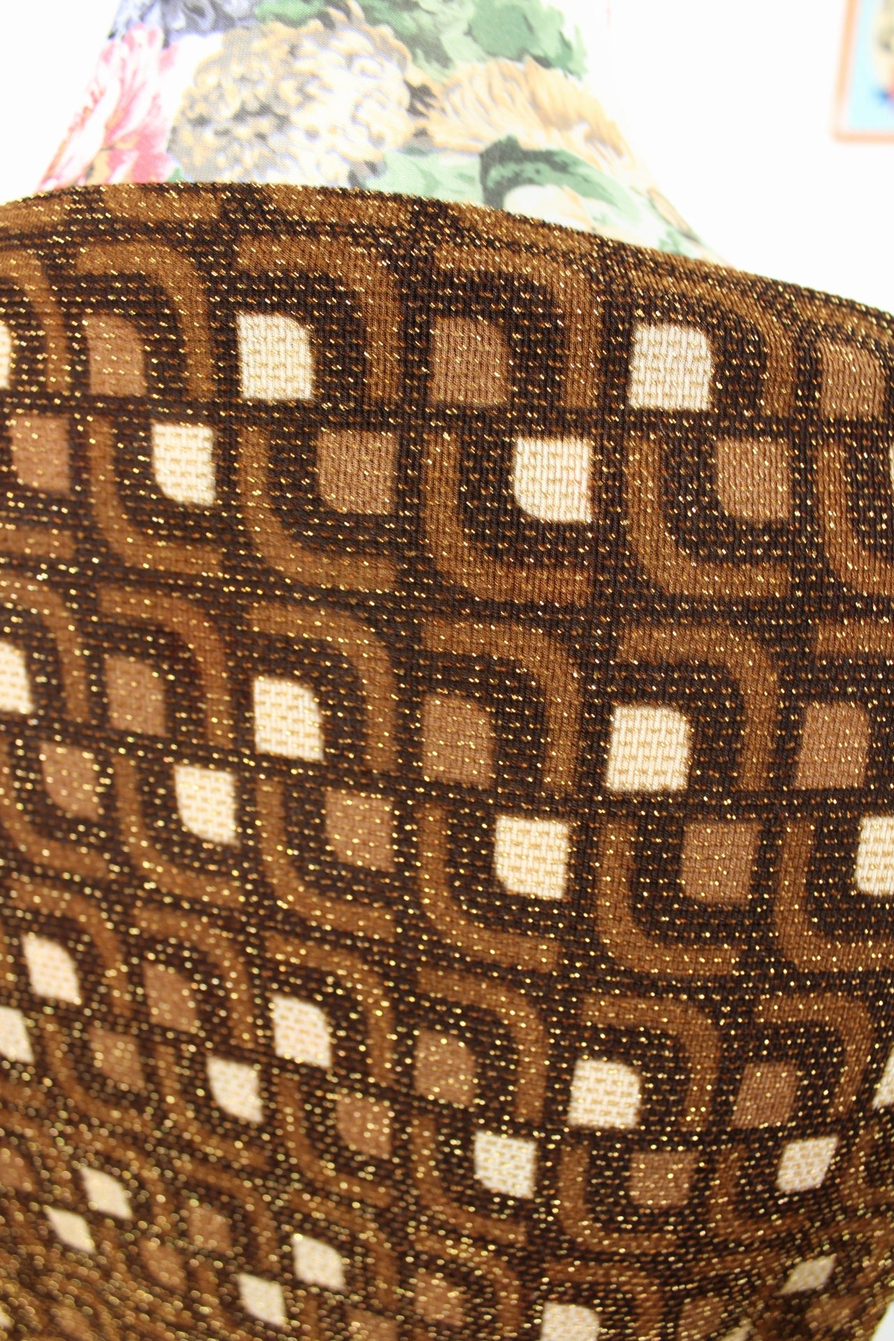 ✨Pull géométrique vintage 70's - couleurs chaudes & paillettes - pull de fêtes✨