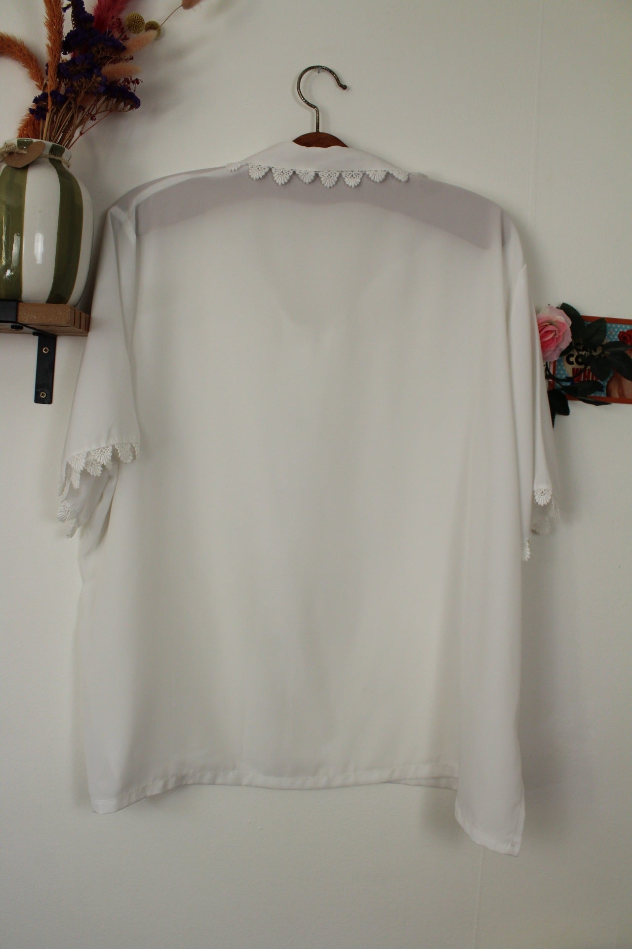 🌸🍒Chemise blanche vintage années 90 col brodé - Taille 48/50🍒🌸