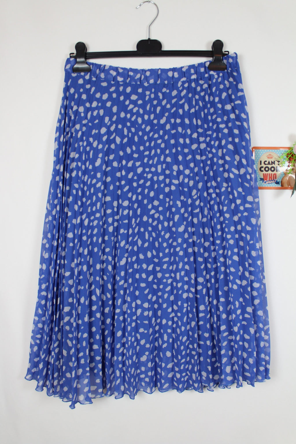 🌸🍒Jupe plissée vintage bleue à pois 80/90s - longueur midi🍒🌸