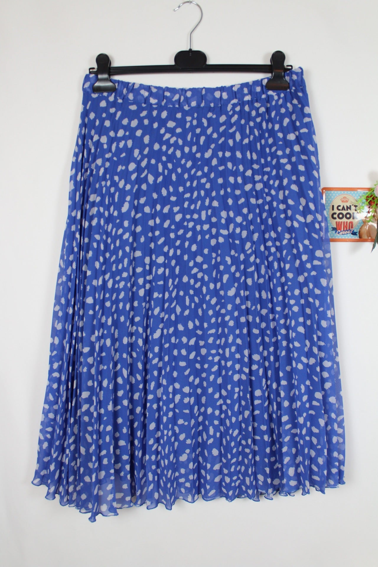🌸🍒Jupe plissée vintage bleue à pois 80/90s - longueur midi🍒🌸