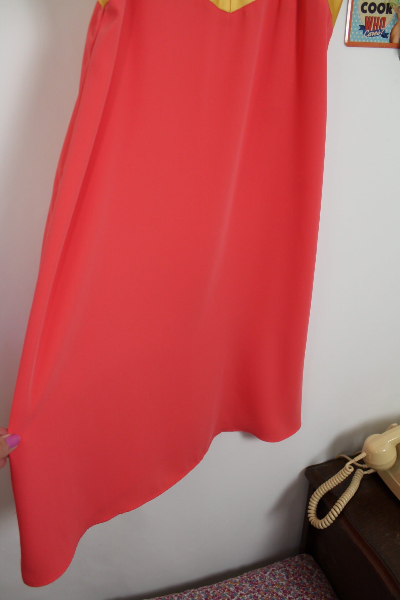 🌸🍒Robe Cop Copine d'été rose orangé pep's & bandes satinées - Taille 34🍒🌸