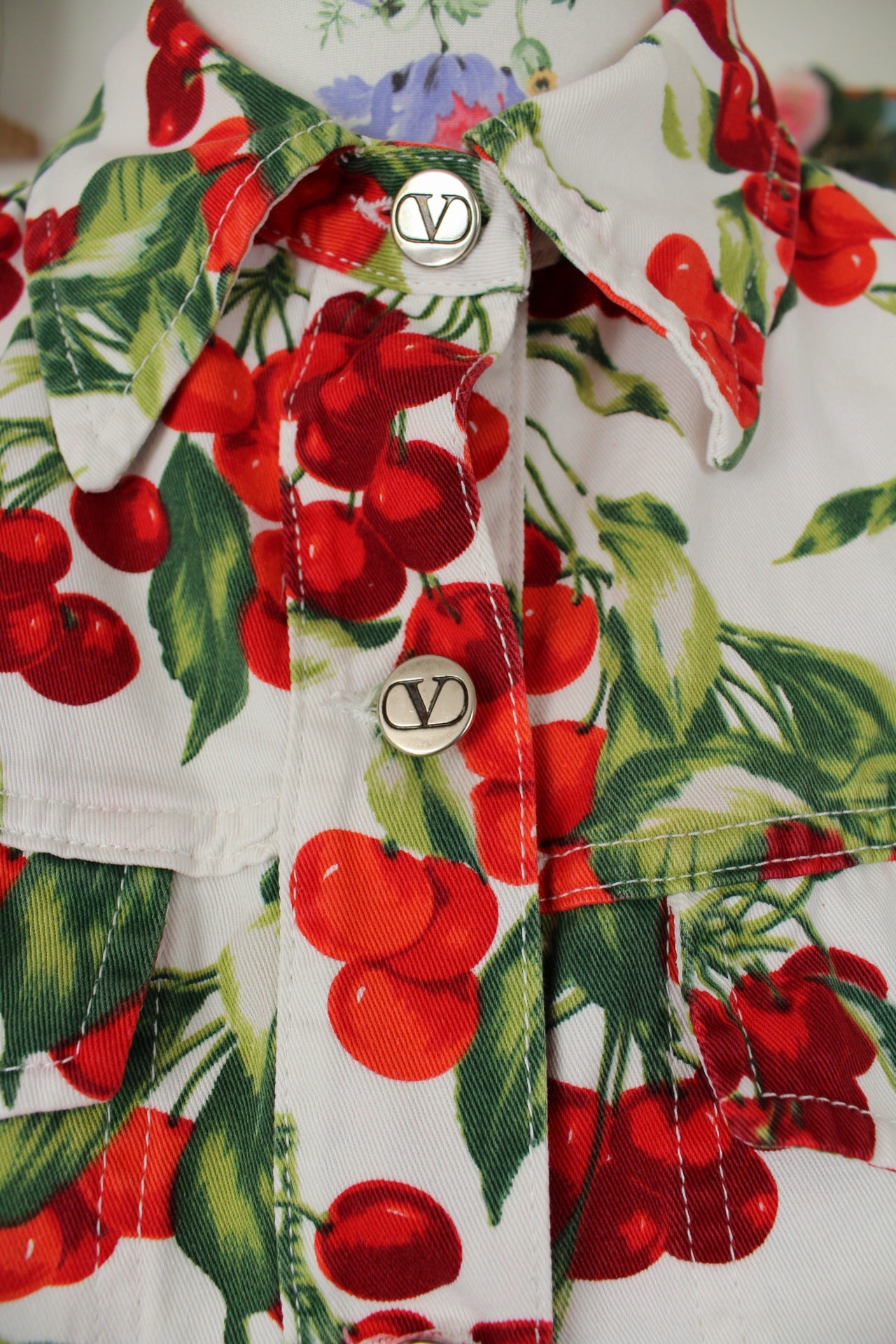 🌸🍒Veste sans manches Valentino Jeans imprimé de cerises - années 2000 Y2k - Taille 38🍒🌸