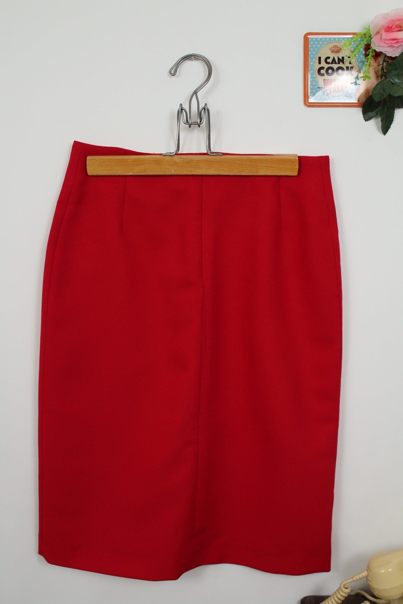 🌸🍒Jupe crayon vintage 80's rouge vif - pin-up/rockabilly- Taille 38🍒🌸