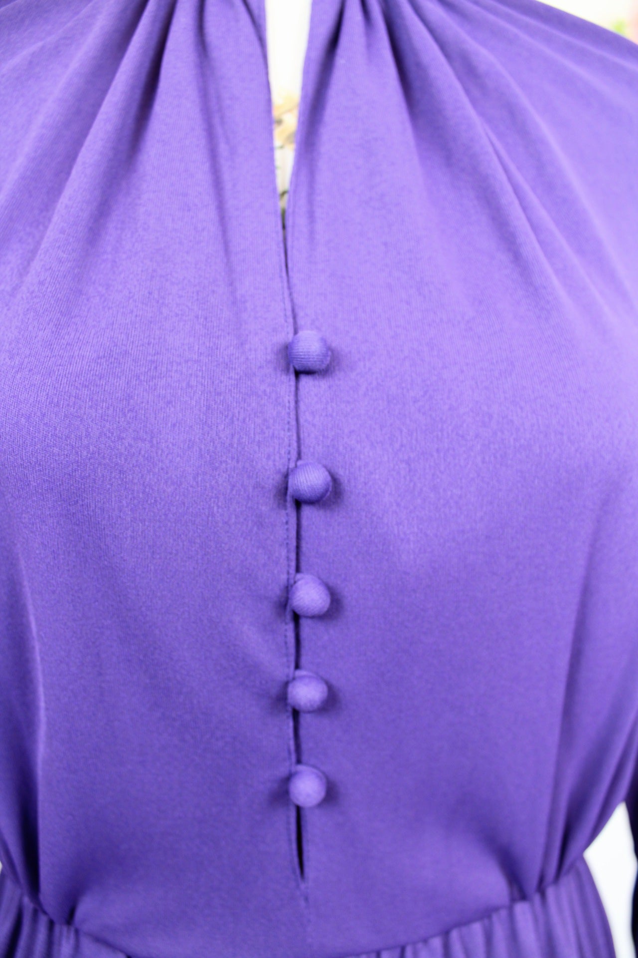 🌸Robe violette boutonnée vintage pin-up années 70🍒