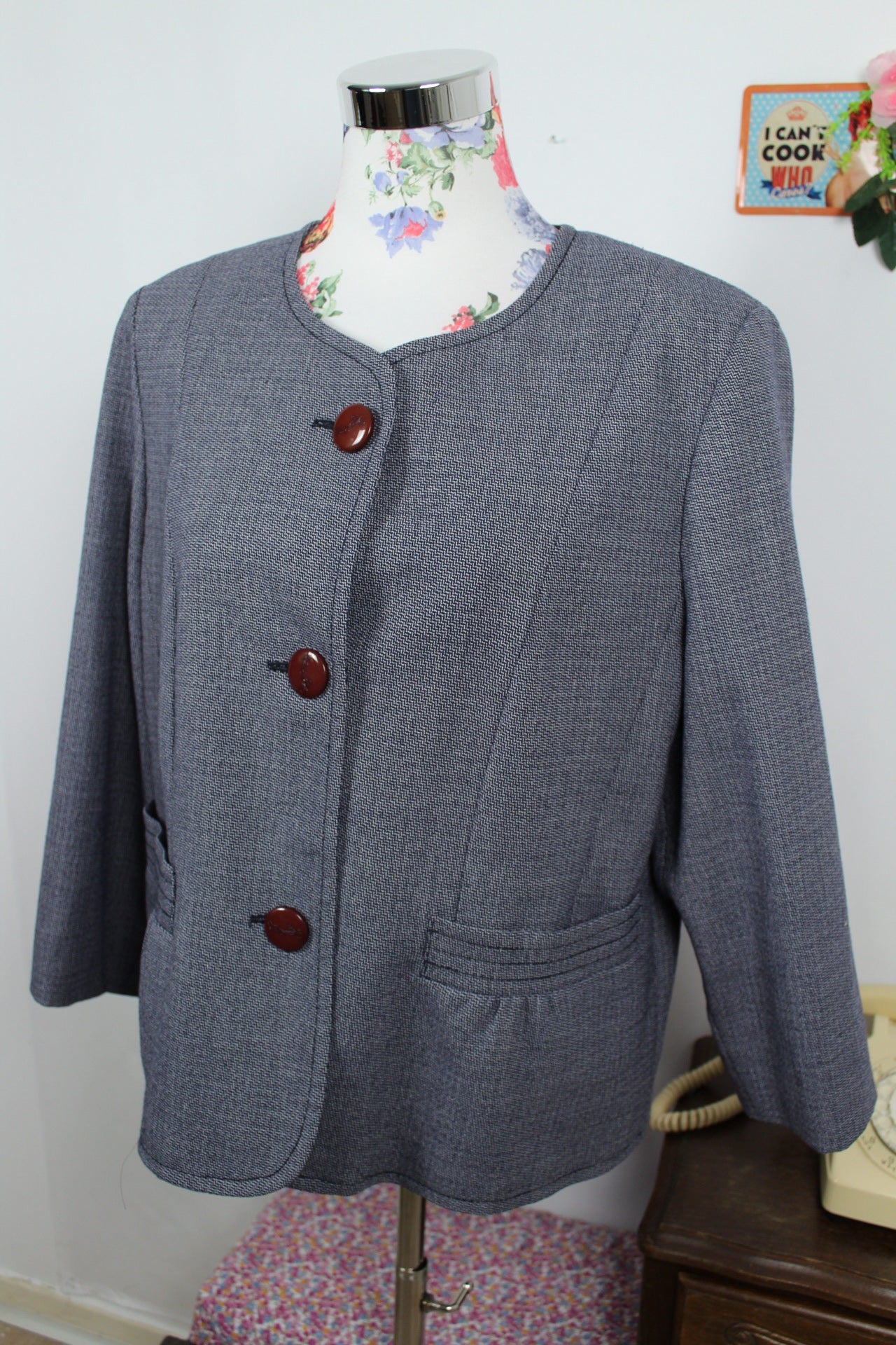 🌸🍒Veste vintage Weill 80/90s en laine - boutons calèche iconiques - chic parisien - Taille 42/44🍒🌸
