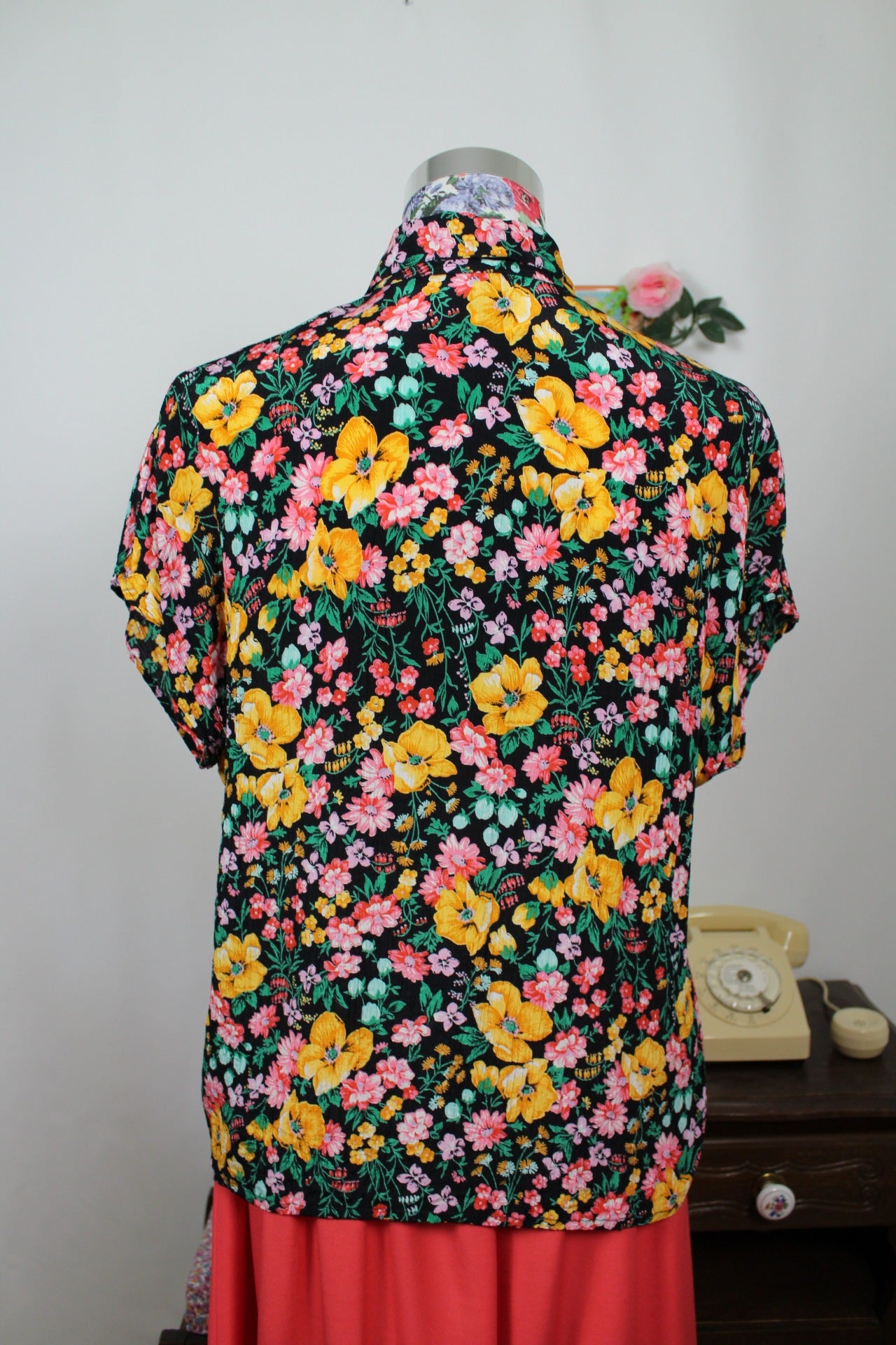 🌸🍒Chemise manches courtes vintage 90's style prairie ultra fleurie - Taille 40/42🍒🌸