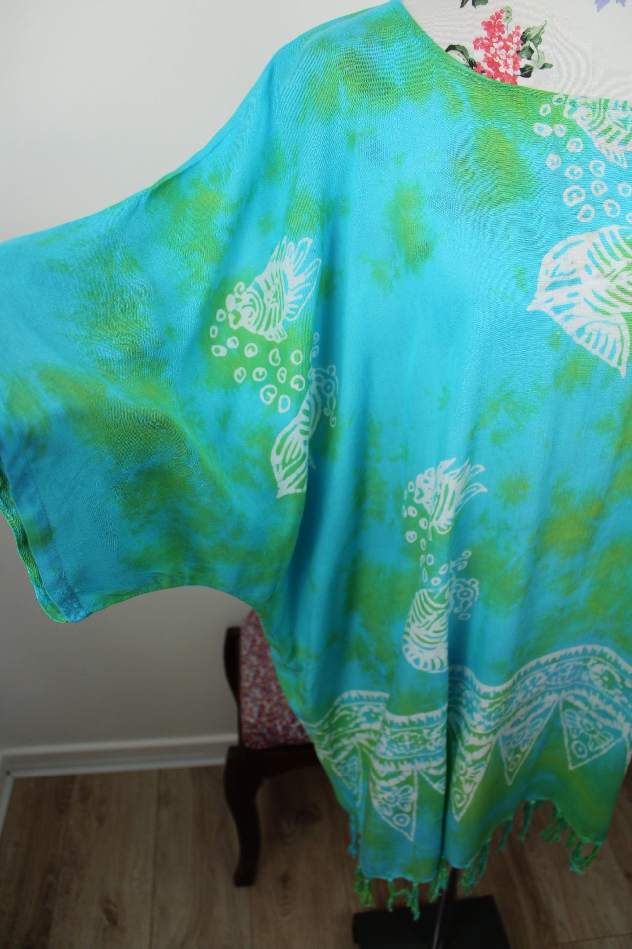 🌸🍒Tunique de plage Tie and Dye poissons exotiques - taille unique🍒🌸