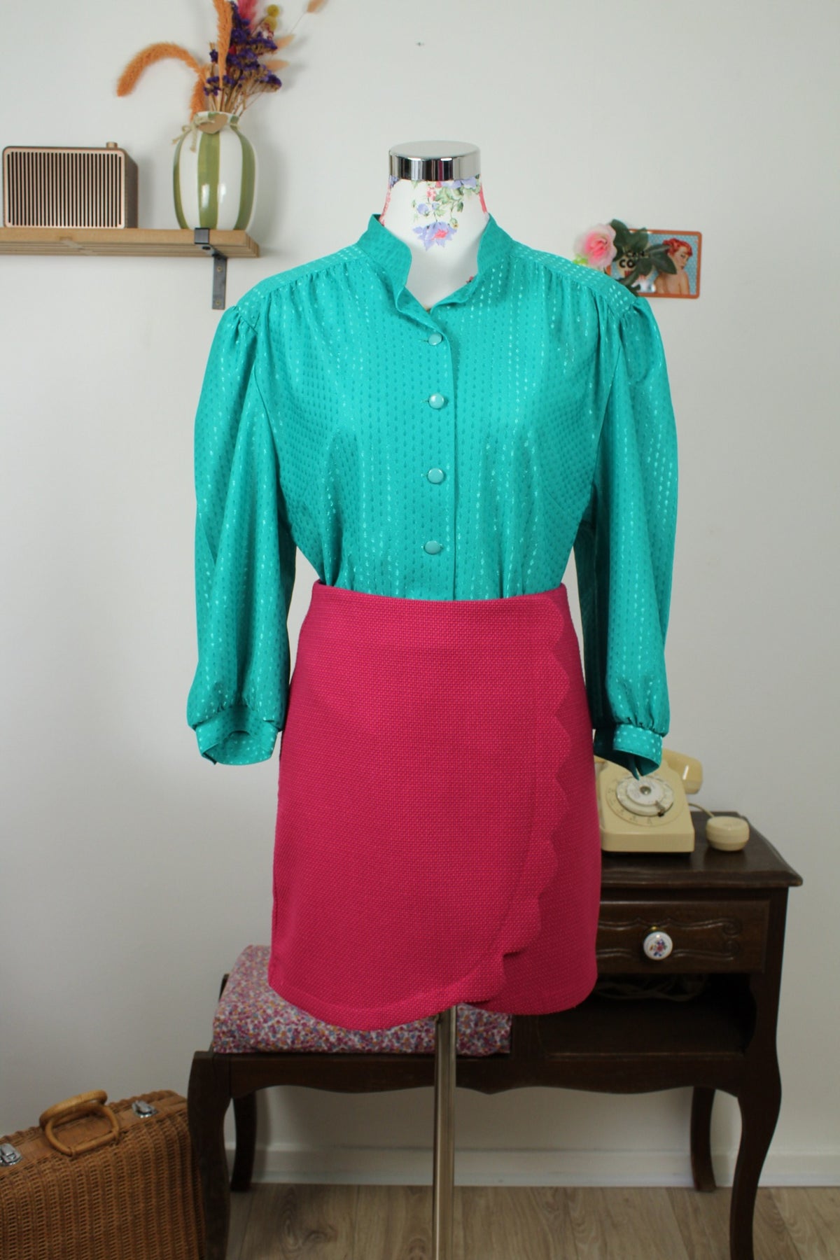 Jupe rose framboise Capsule - tissée façon portefeuille- Taille 38
