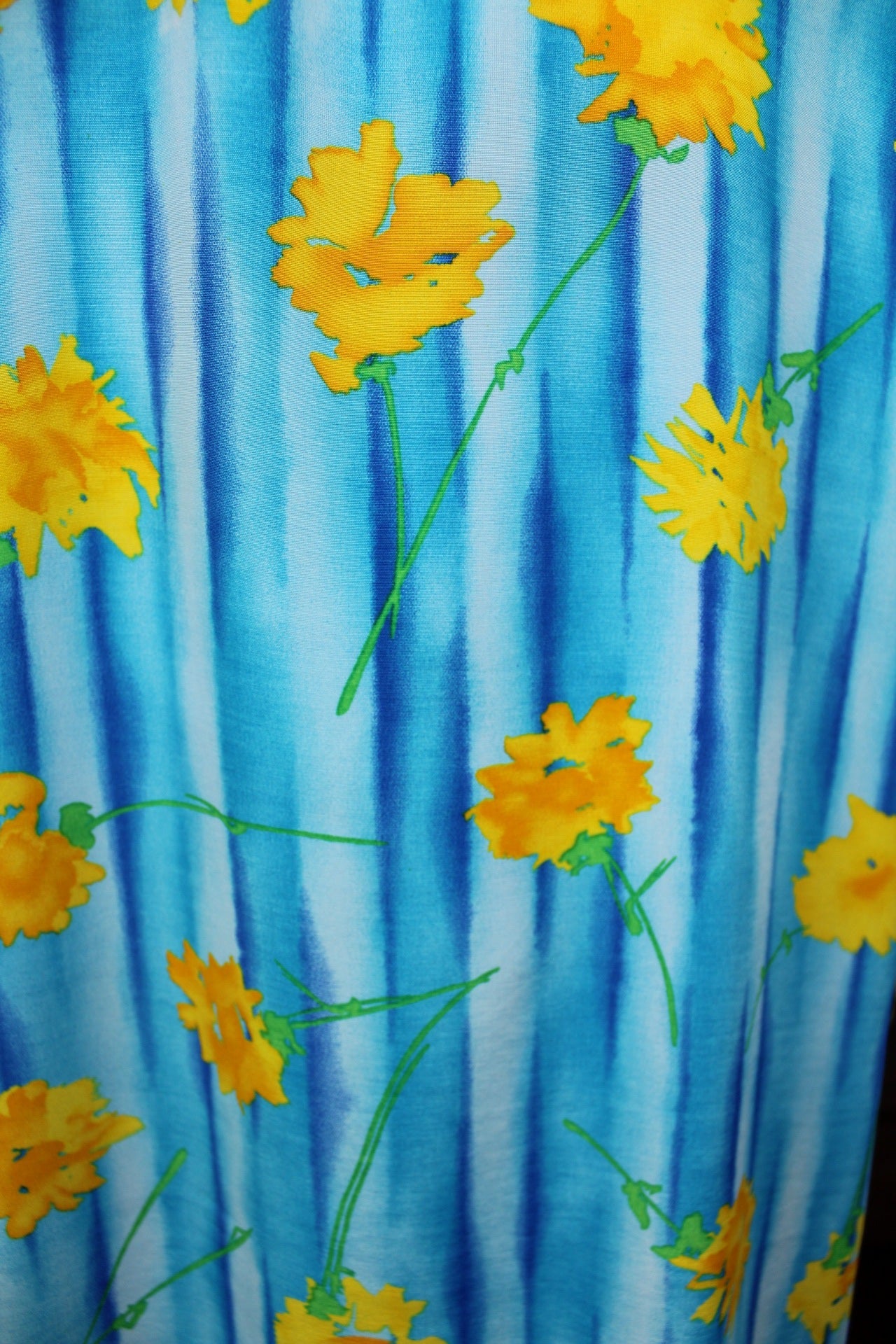 🌸🍒Chemisier d'été vintage 90's sans manches bleu & fleurs jaunes pep's - Taille 44🍒🌸