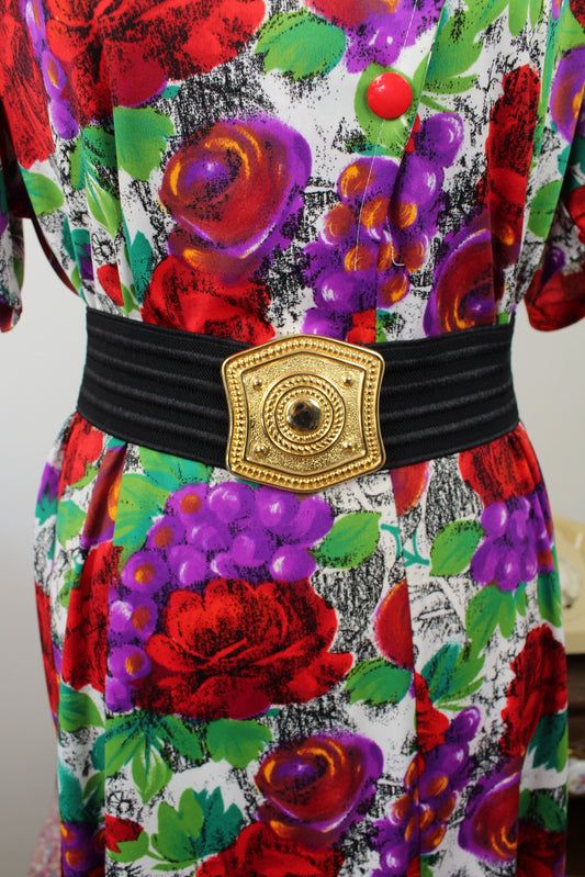 🌸🍒Ceinture vintage chic années 70/80 style baroque - métal doré gravé - Taille 38 à 42🍒🌸