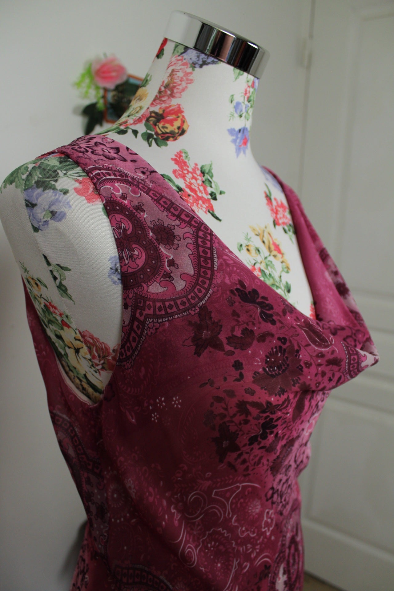 🌸🍒Robe longue vintage 90's violet romantique esprit bohème - Taille 38🍒🌸