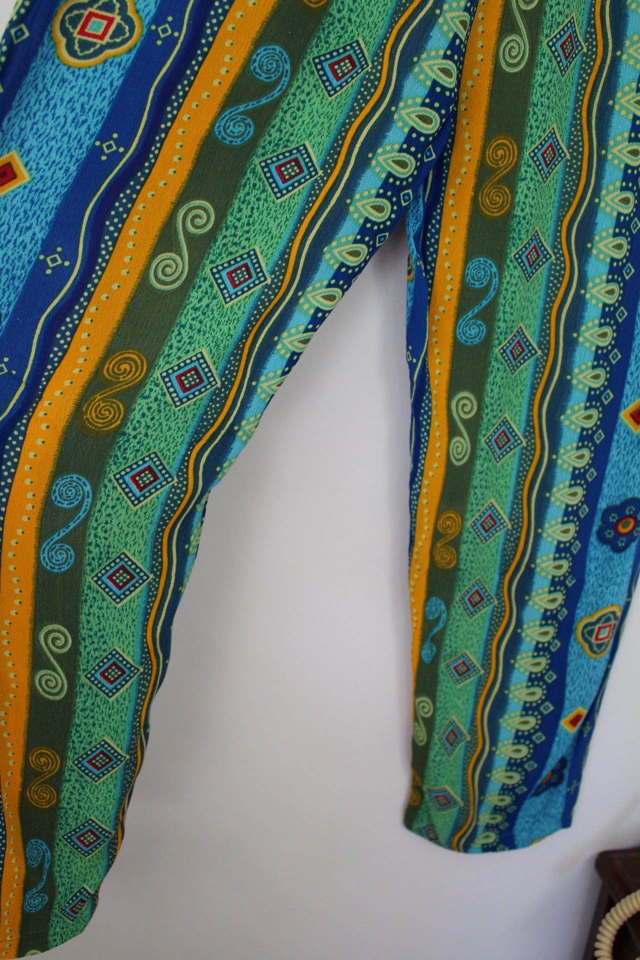 🌸🍒Pantalon vintage 90's fluide imprimés verticaux graphiques ultra colorés - Taille 38🍒🌸