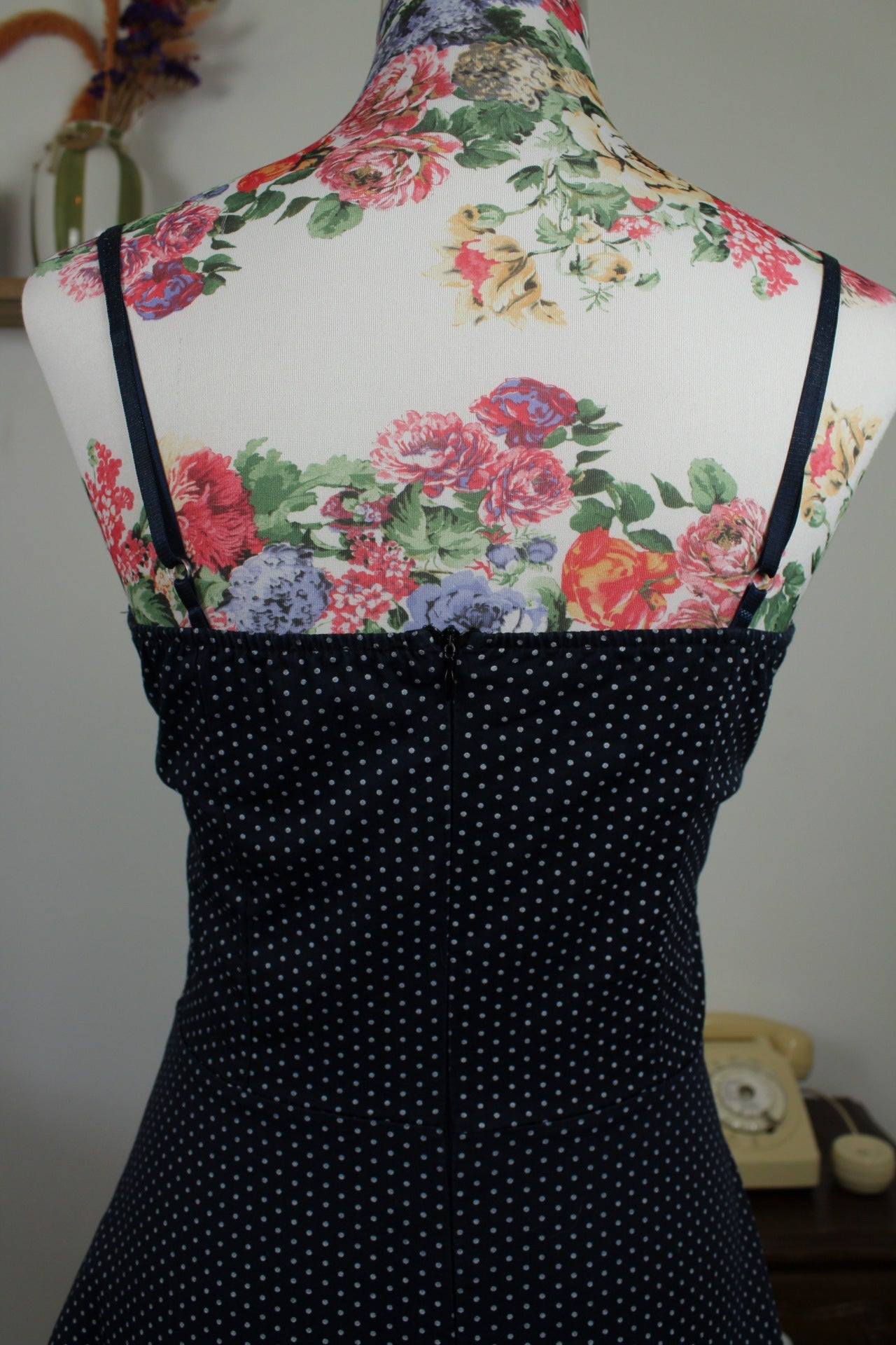 🌸🍒Robe à pois style rockabilly/pin-up nœud rouge - made in Italy - Taille 36🍒🌸