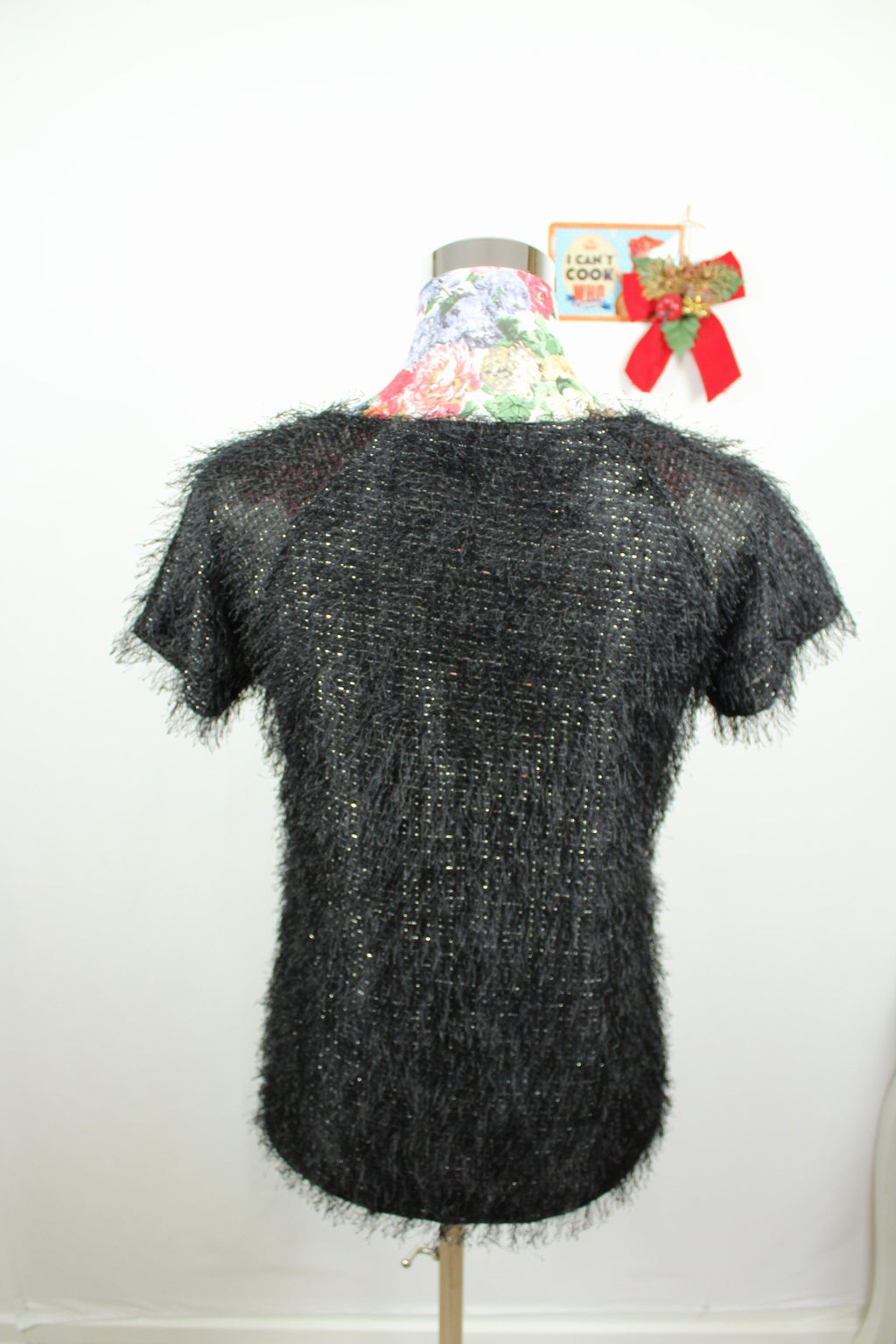 ✨Top noir duveteux pailleté vintage Y2k 2000's pour les fêtes✨
