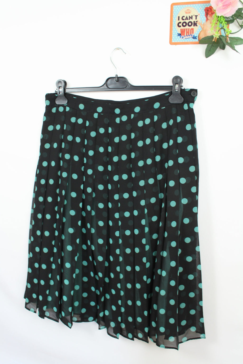 🌸Jupe plissée vintage 80's à pois turquoise - inspiration pin-up 50's🍒