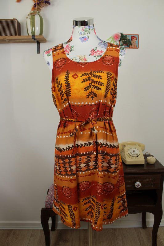 🌸🍒Robe vintage 90's motifs style ethnique façon coucher de soleil - Taille 38🍒🌸