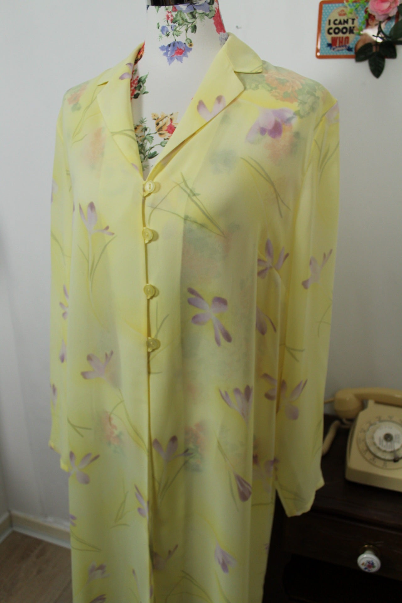 🍒🌸Sur-robe/chemise longue vintage 90s Gérard Pasquier - fluide, fleurie & ultra chic - Taille 42/44🌸🍒