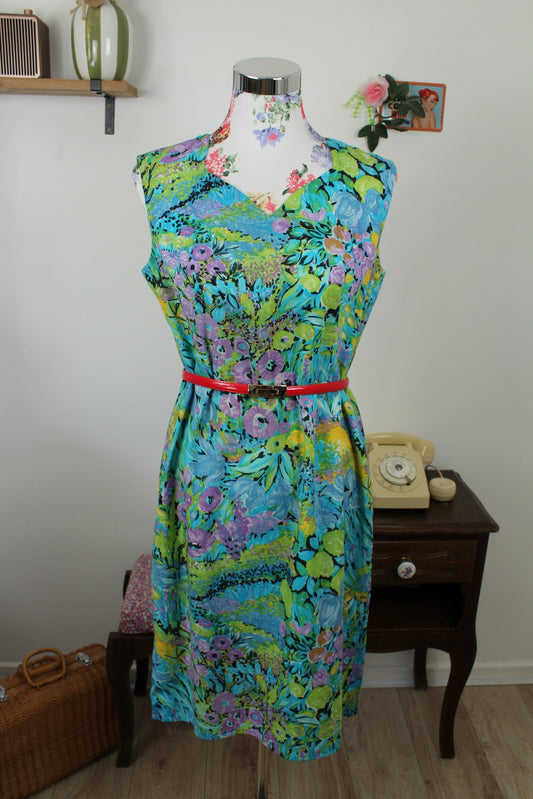 🌸🍒Robe arty vintage années 70/80 style peinture florale - Taille 38/40🍒🌸