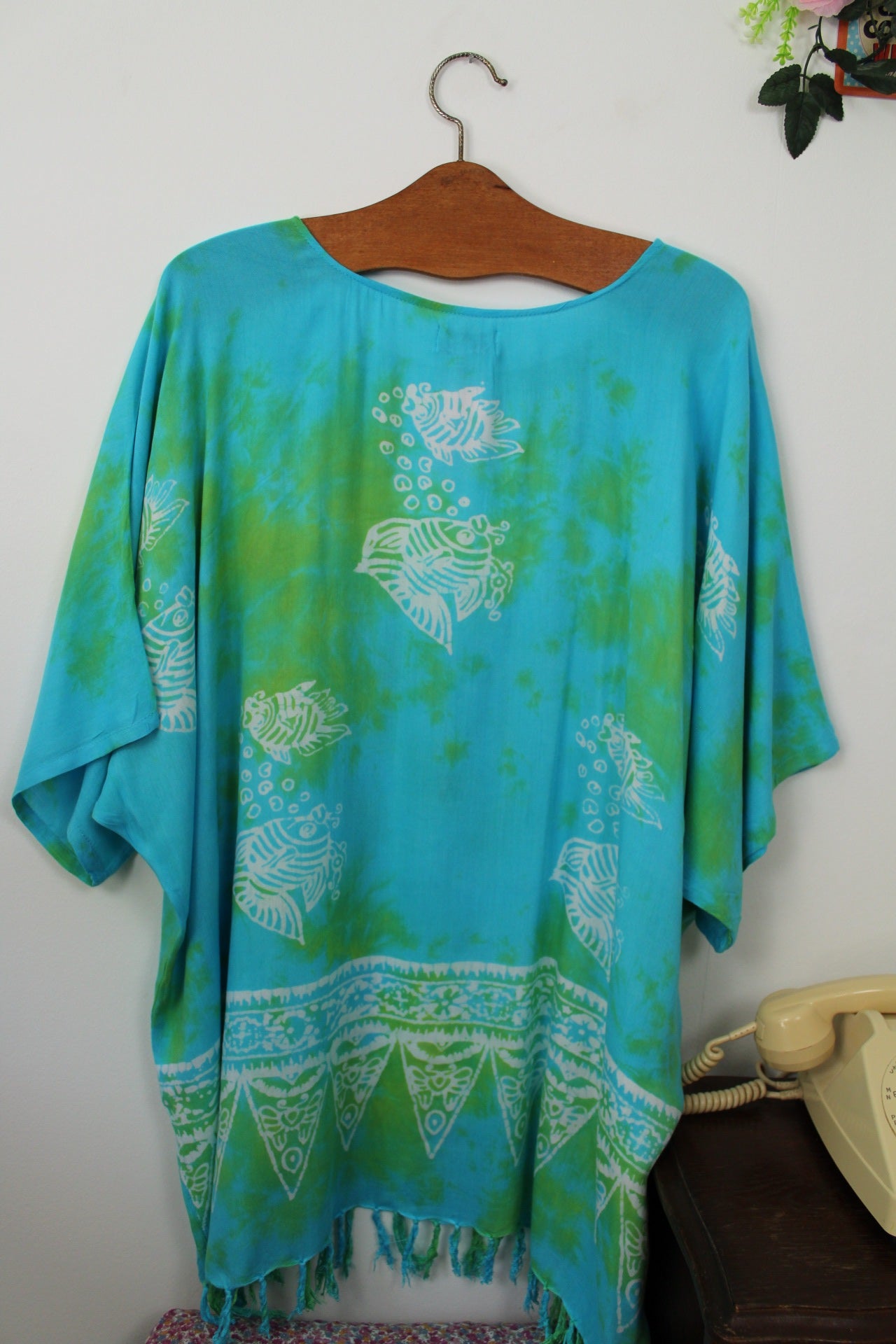 🌸🍒Tunique de plage Tie and Dye poissons exotiques - taille unique🍒🌸
