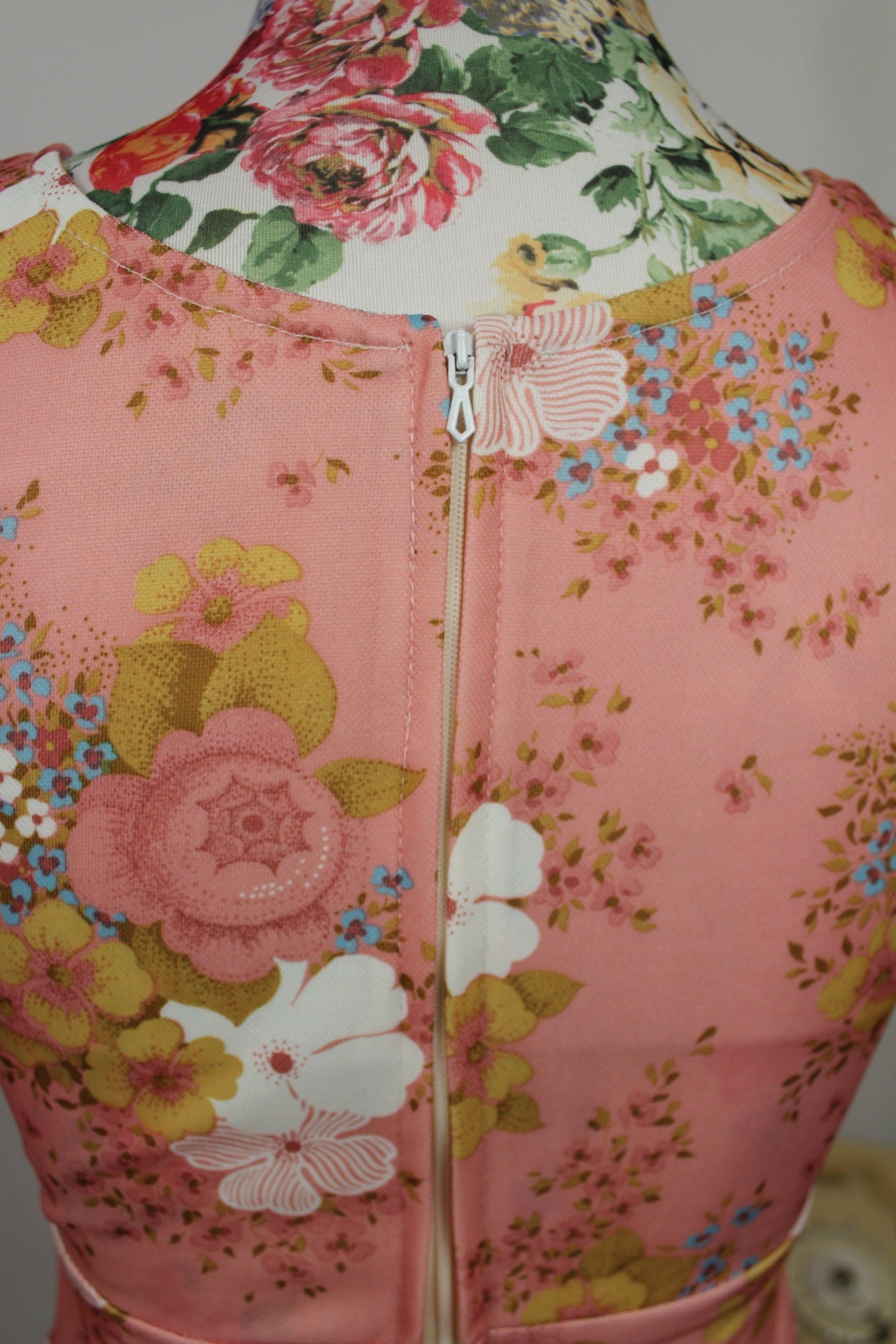 🌸🍒Robe longue vintage 70's bohème romantique rose poudrée fleurie - Taille 34/36🍒🌸