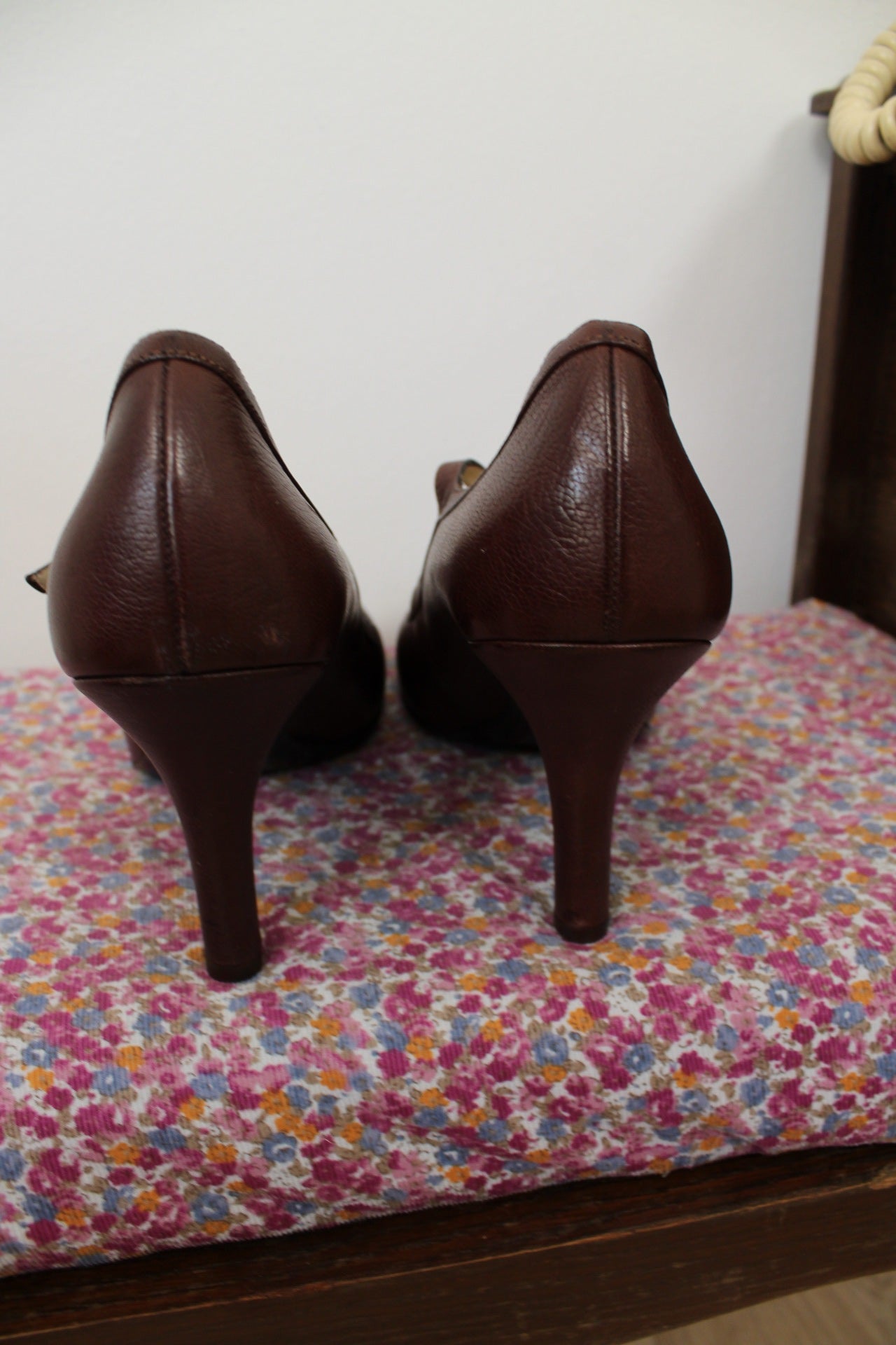 🌸🍒 Escarpins Shoeroom tout cuir marron - petit noeud pin-up & bride Mary Jane - pointure 39🍒🌸