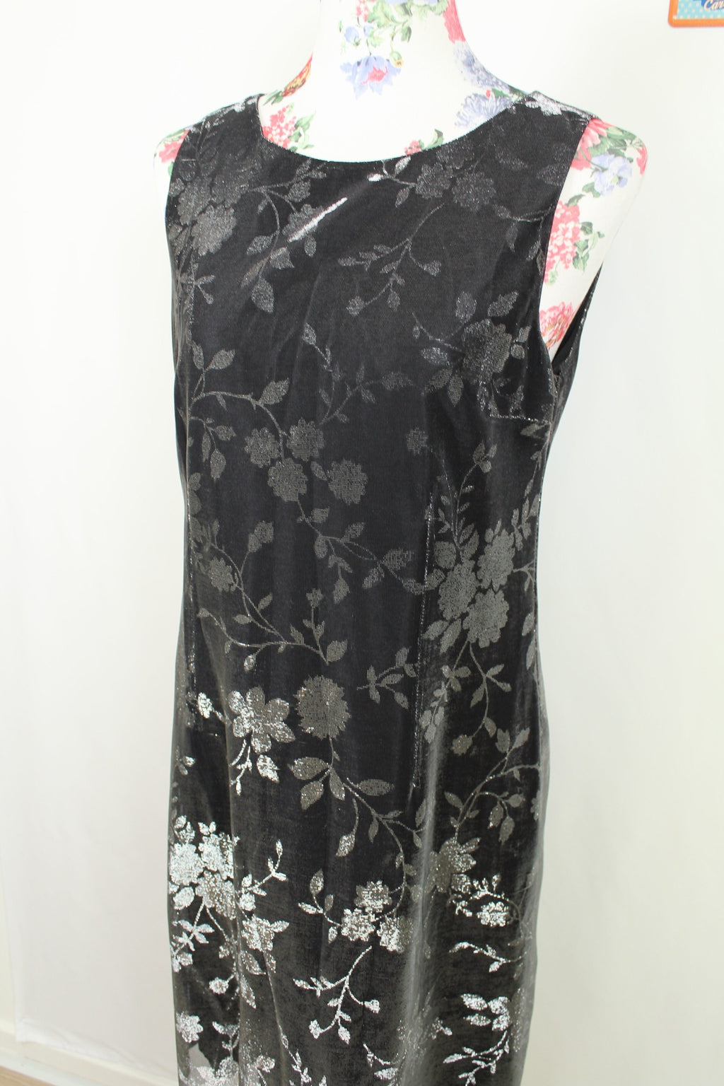 ✨Robe de soirée noire & argent vintage 90's - effet brocard pailleté✨