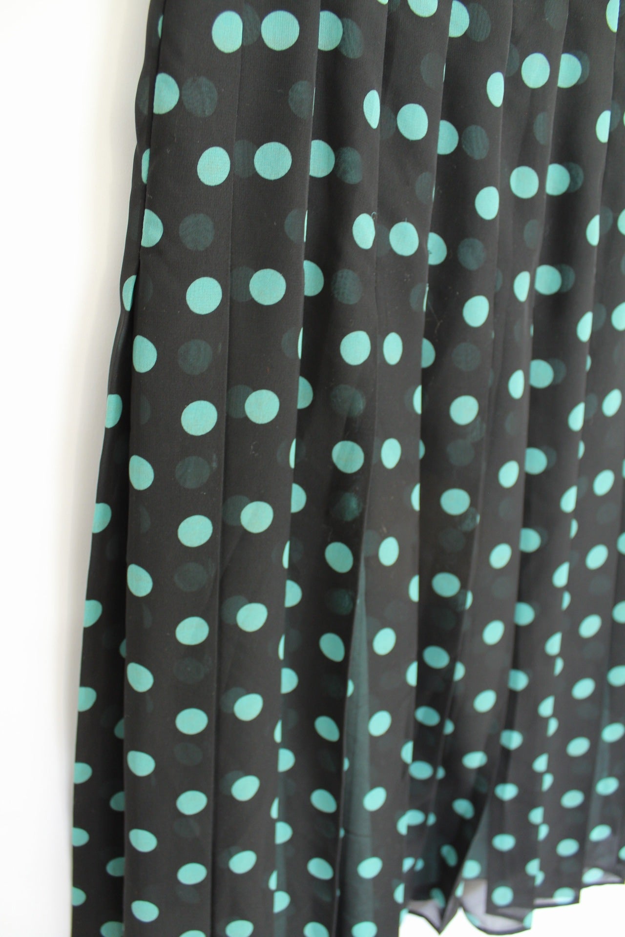 🌸Jupe plissée vintage 80's à pois turquoise - inspiration pin-up 50's🍒