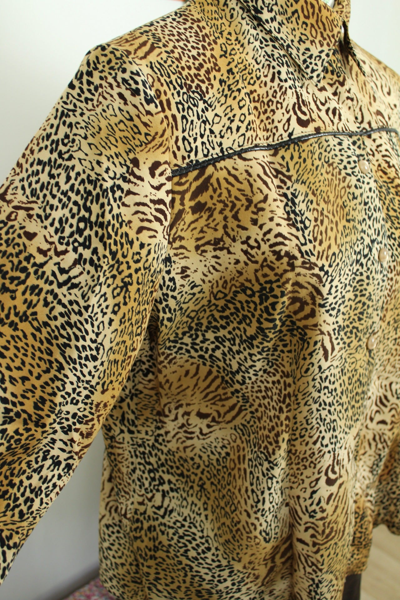 🌸🍒Chemise vintage 80's imprimé animal léopard - Taille 42/44🍒🌸