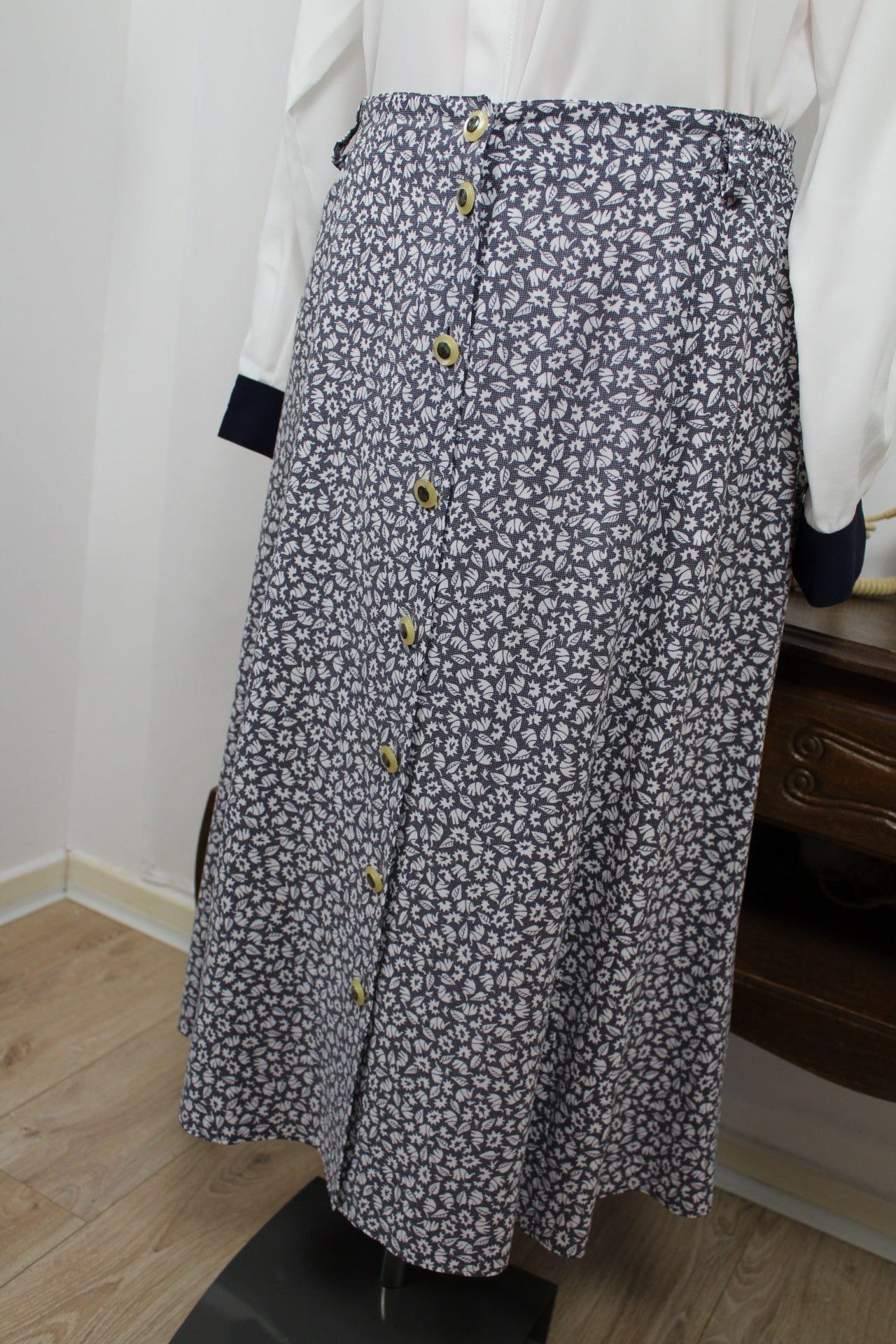 🍒🌸Jupe vintage 90's Claude Bauer - motifs éléphants et feuillage - Taille 40/42🌸🍒