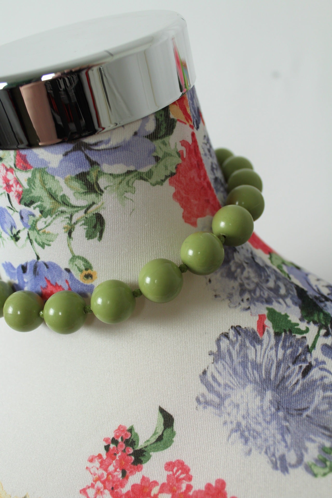 🌸🍒Collier vintage 80's ras du cou perles vertes🍒🌸