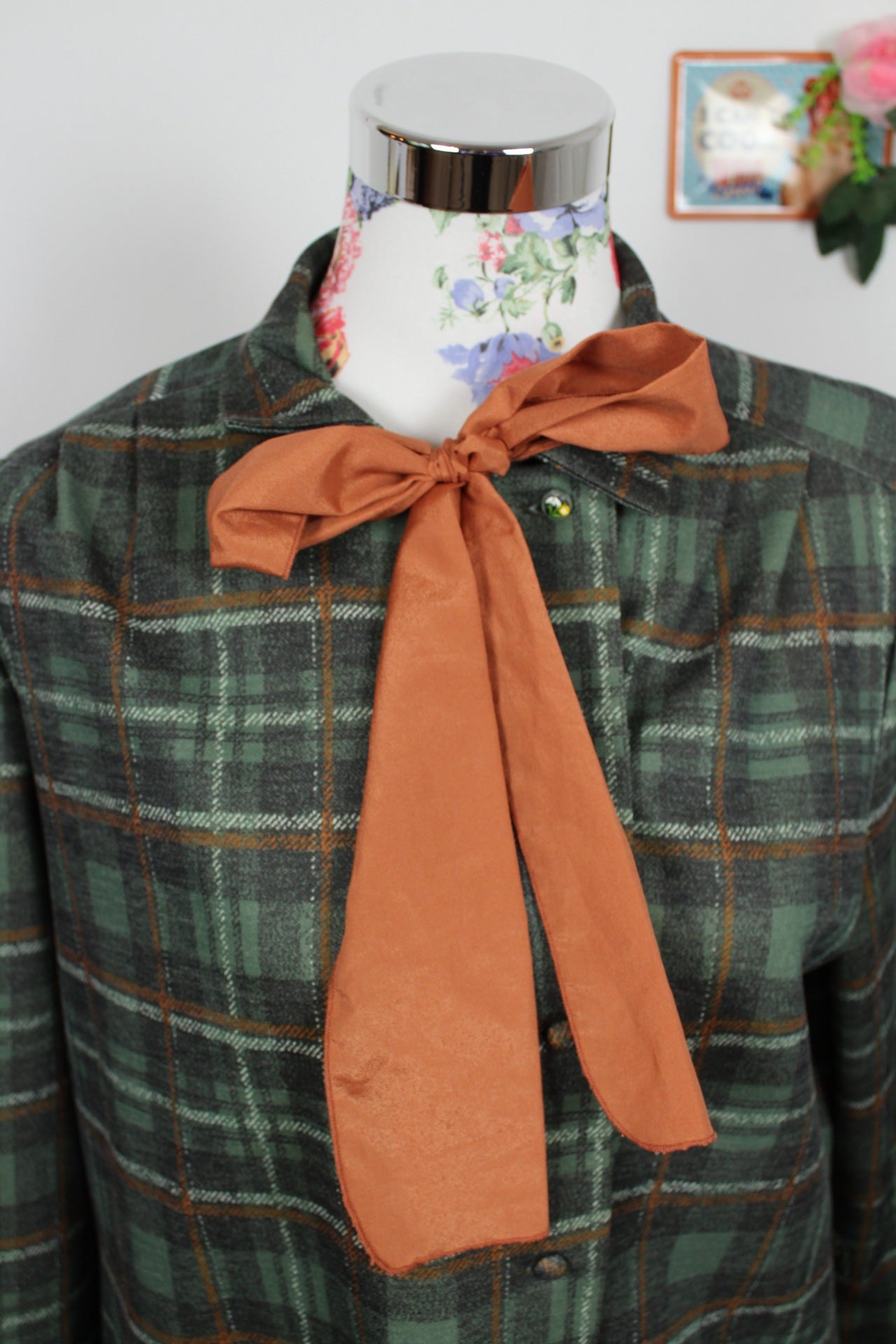 🌸🍒Robe vintage 70/80's Marcelle Griffon à carreaux & col lavallière - Taille 40/42🍒🌸