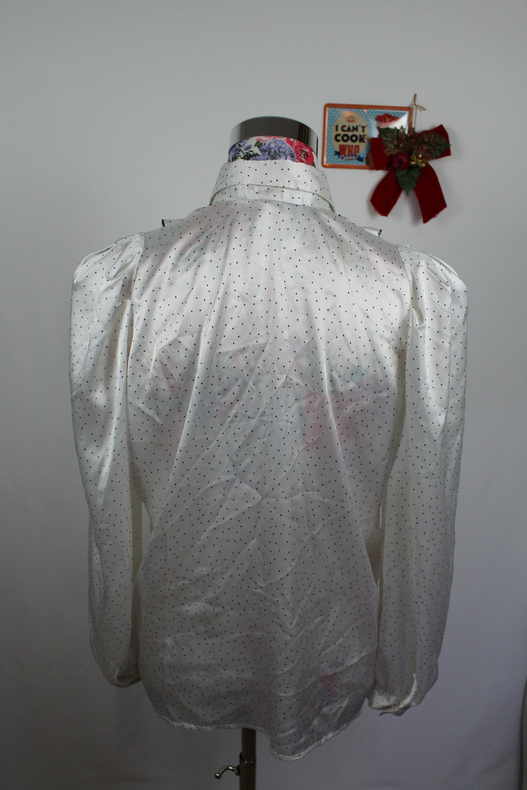 ✨Chemise vintage à volants Daniel Duval Paris - pois noir & satinée✨