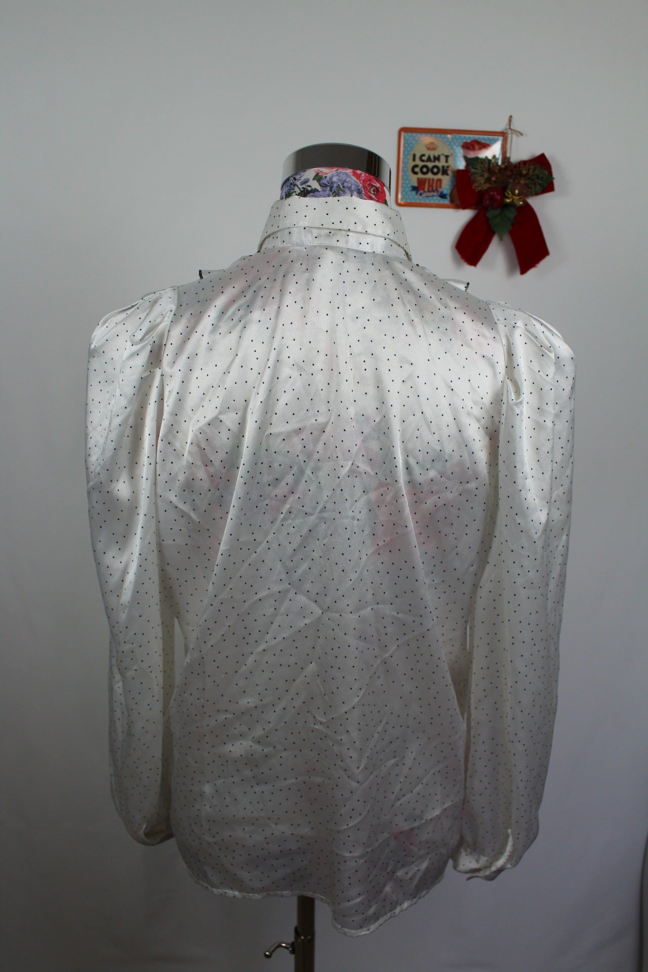 ✨Chemise vintage à volants Daniel Duval Paris - pois noir & satinée✨