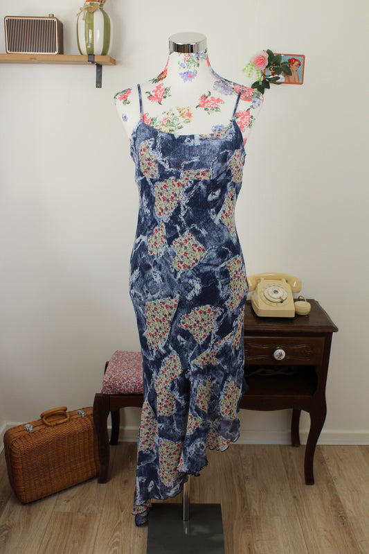 🌸🍒Robe vintage années 90 pimkie bohème asymétrique - parchwork fleuri - Taille 34/36🍒🌸