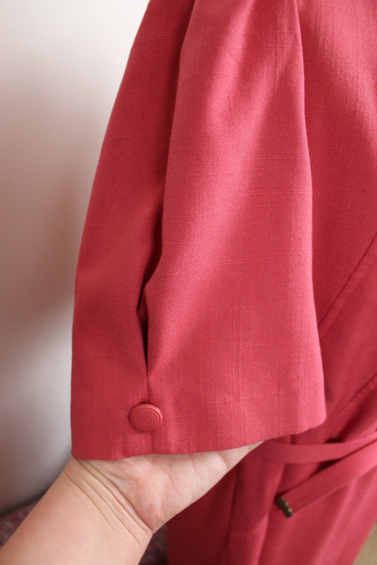 🌸🍒Robe vintage rose poudré 80's - coupe ceinturée🍒🌸