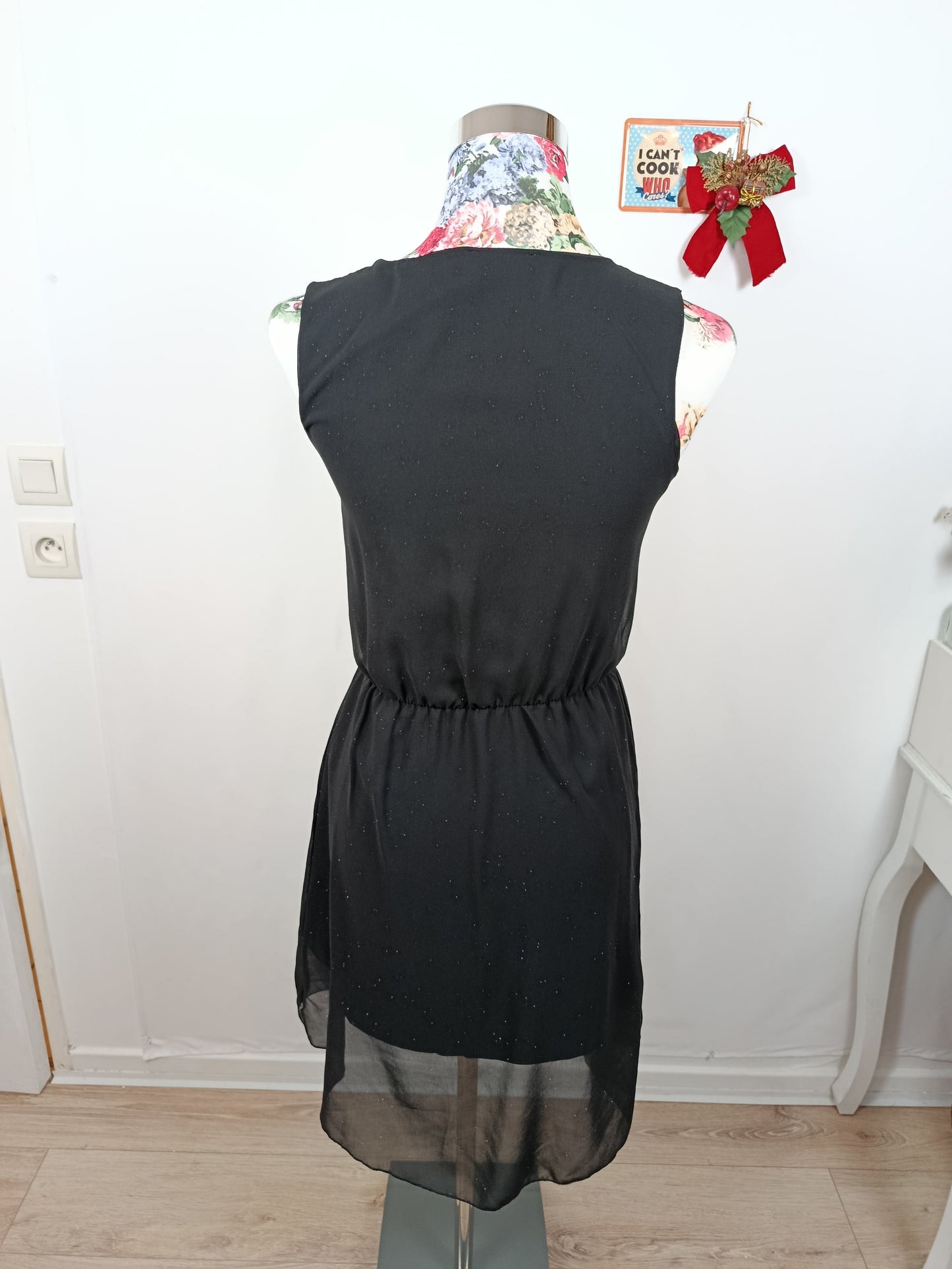 🌸🍒Robe noire patineuse à paillettes années 2000 Y2k - Taille 34/36🍒🌸
