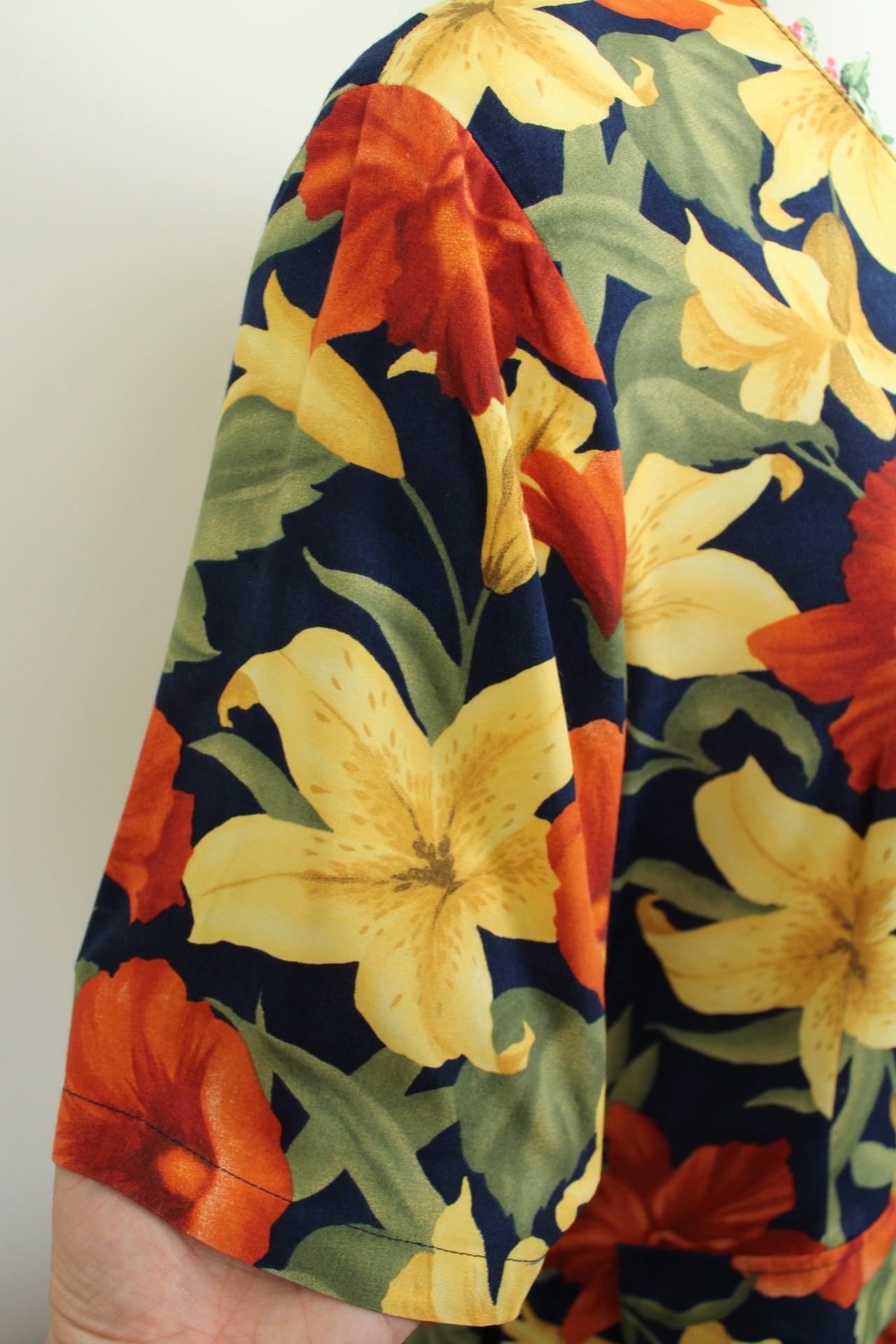 🌸🍒Chemise vintage 90's fleurs de Lys XXL tons chauds - Taille 38/40🍒🌸
