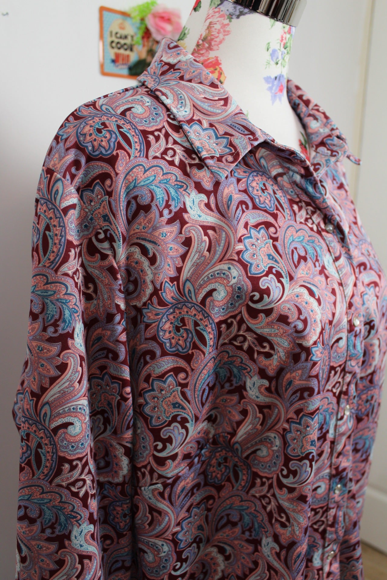 🌸🍒Blouse vintage 90s fleurie baroque esprit chemise Afibel - Taille 46/48🍒🌸