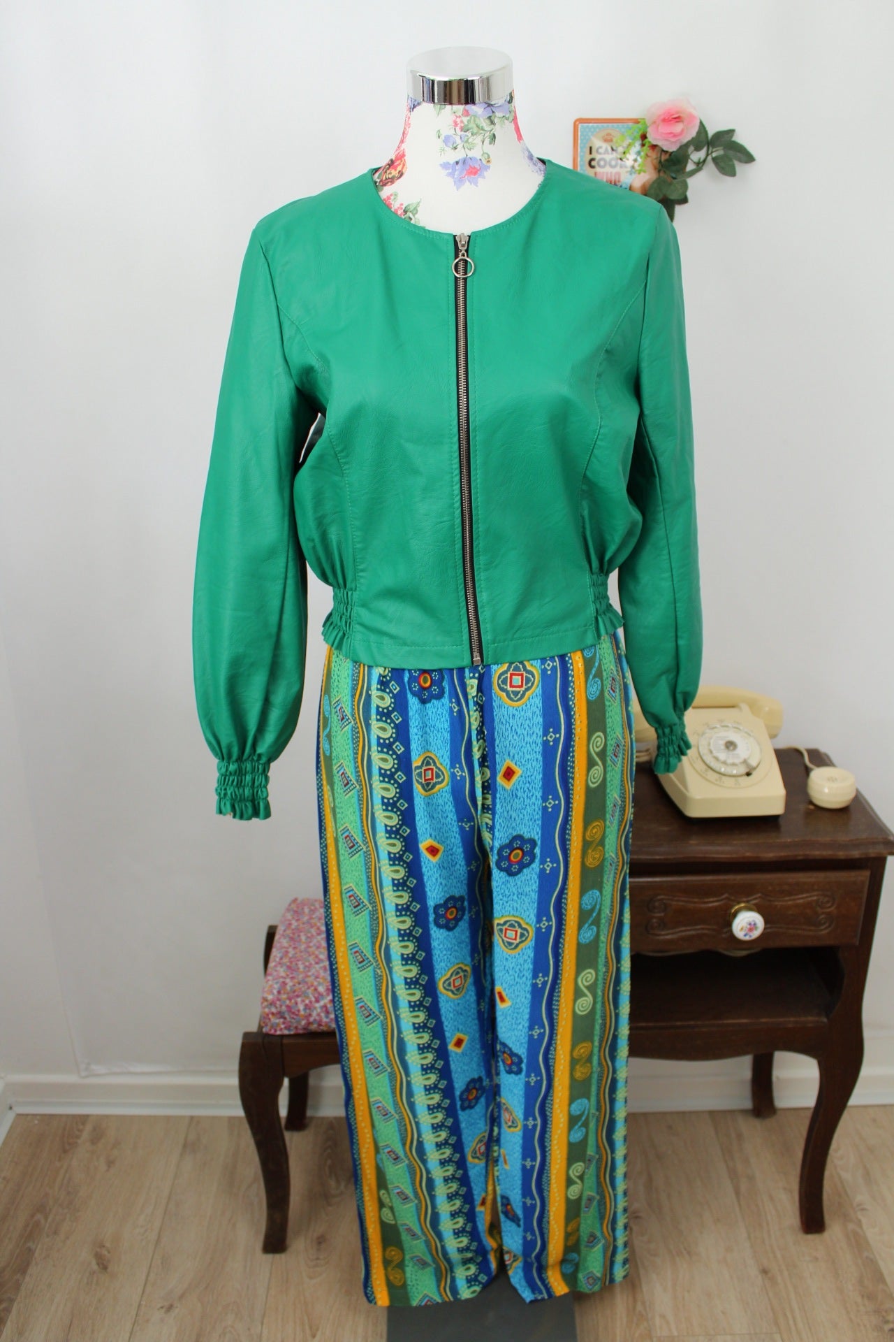 🌸🍒Veste vintage 90/2000's vert pep's & manches froncées made in Italy - Taille 38🍒🌸
