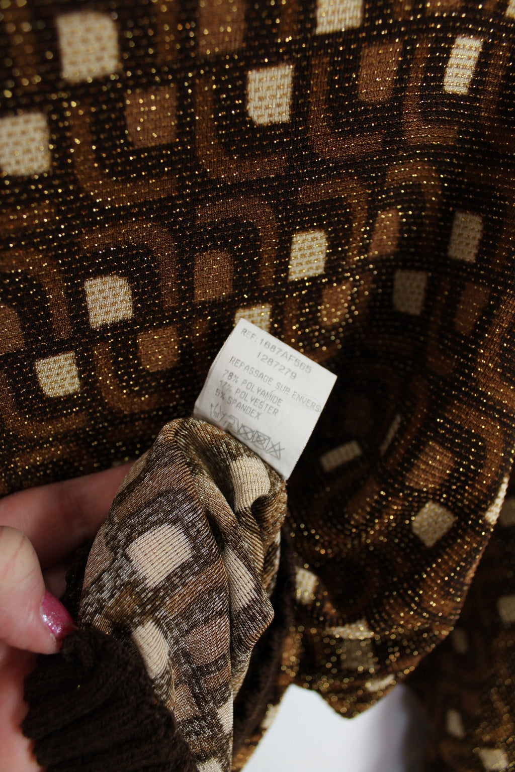 ✨Pull géométrique vintage 70's - couleurs chaudes & paillettes - pull de fêtes✨