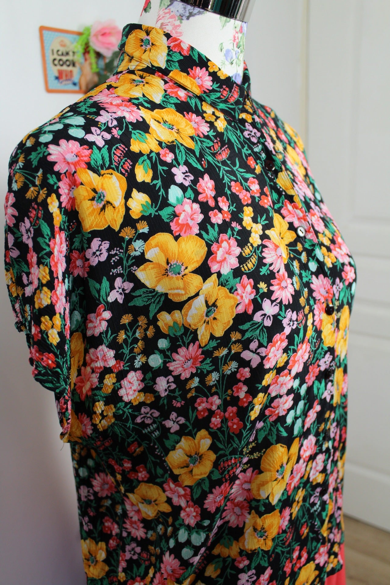 🌸🍒Chemise manches courtes vintage 90's style prairie ultra fleurie - Taille 40/42🍒🌸