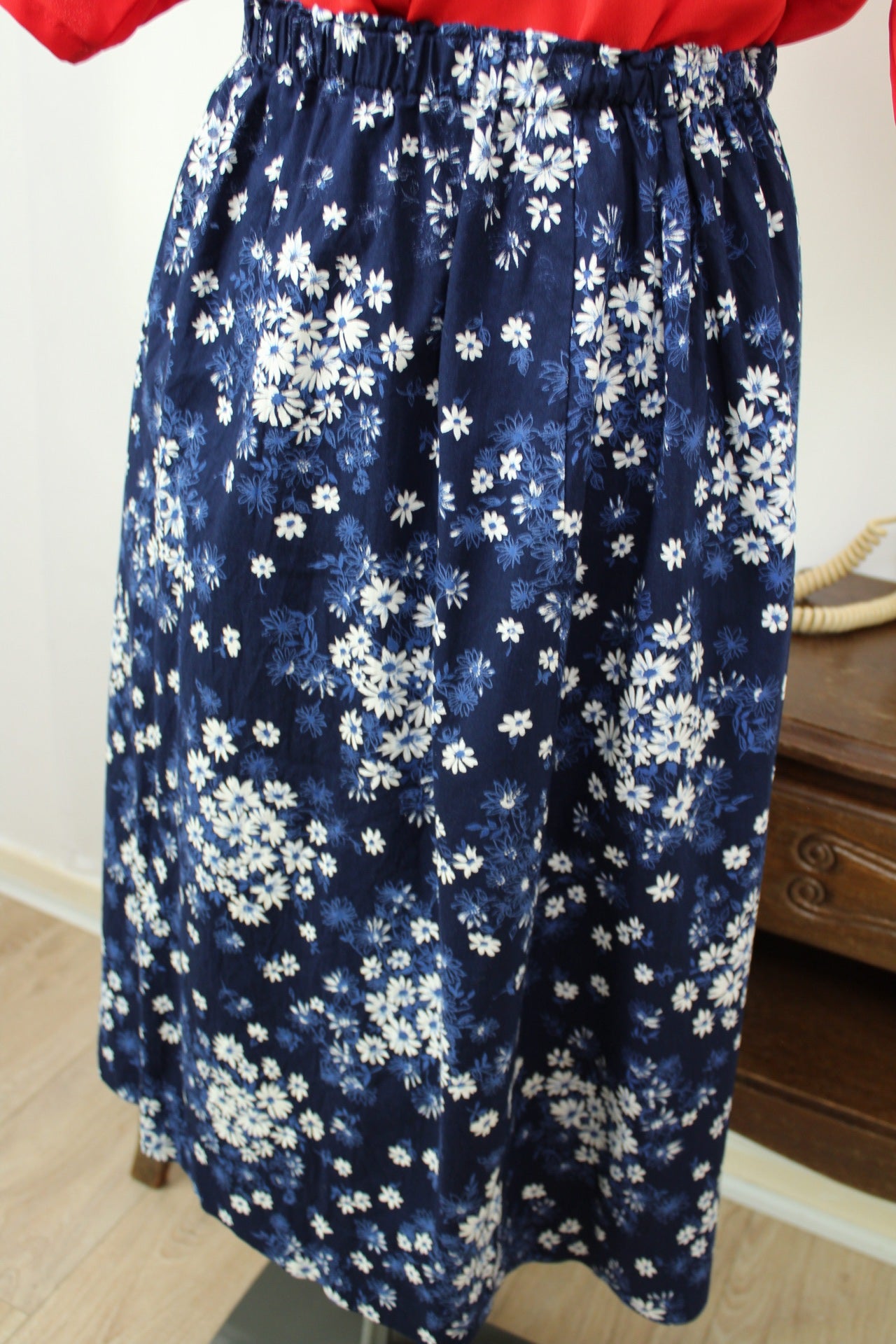 🌸🍒Jupe vintage 90's fleurie fait mains en coton - Taille 40 à 44🍒🌸