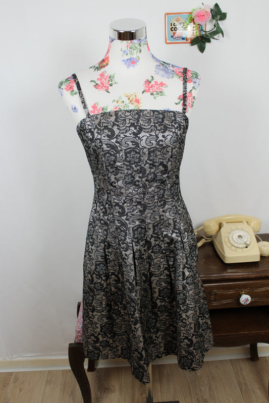 🌸🍒Robe rétro motifs baroques floral jacquard marque Esprit - Taille 36🌸🍒