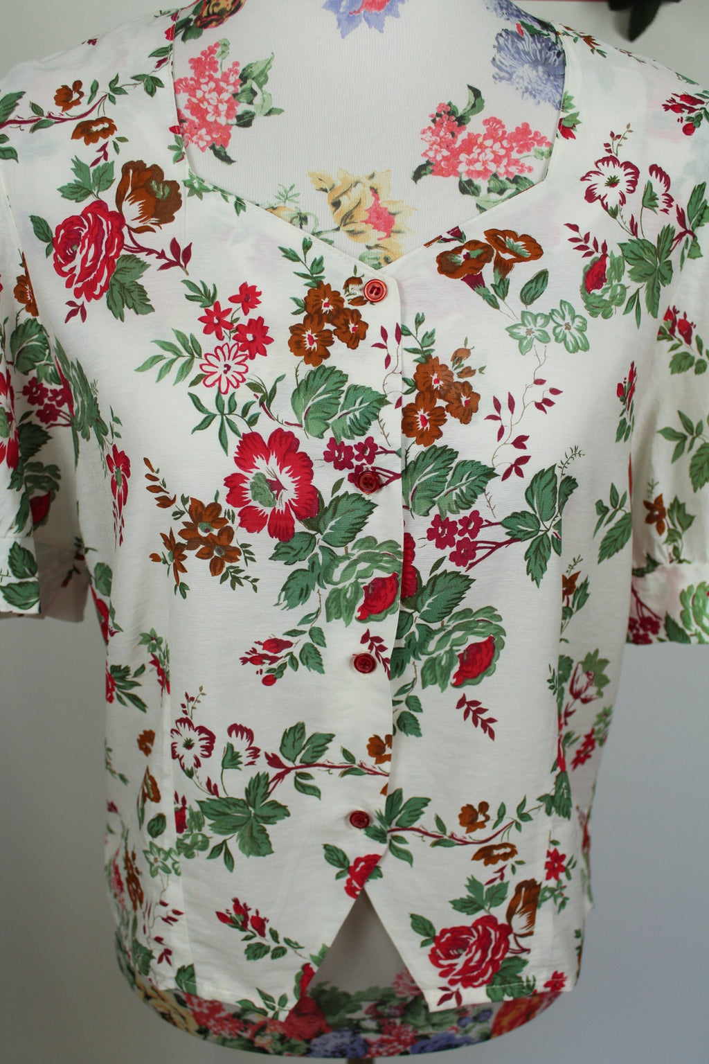 🌸Blouse fleurie vintage 80's - manches bouffantes romantiques🍒