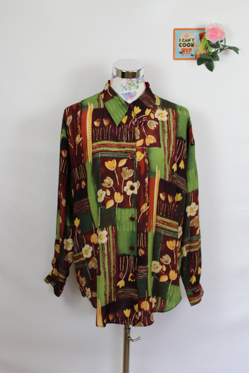 🌸Chemise vintage automnale Sandra B. Fleurie chic🍒