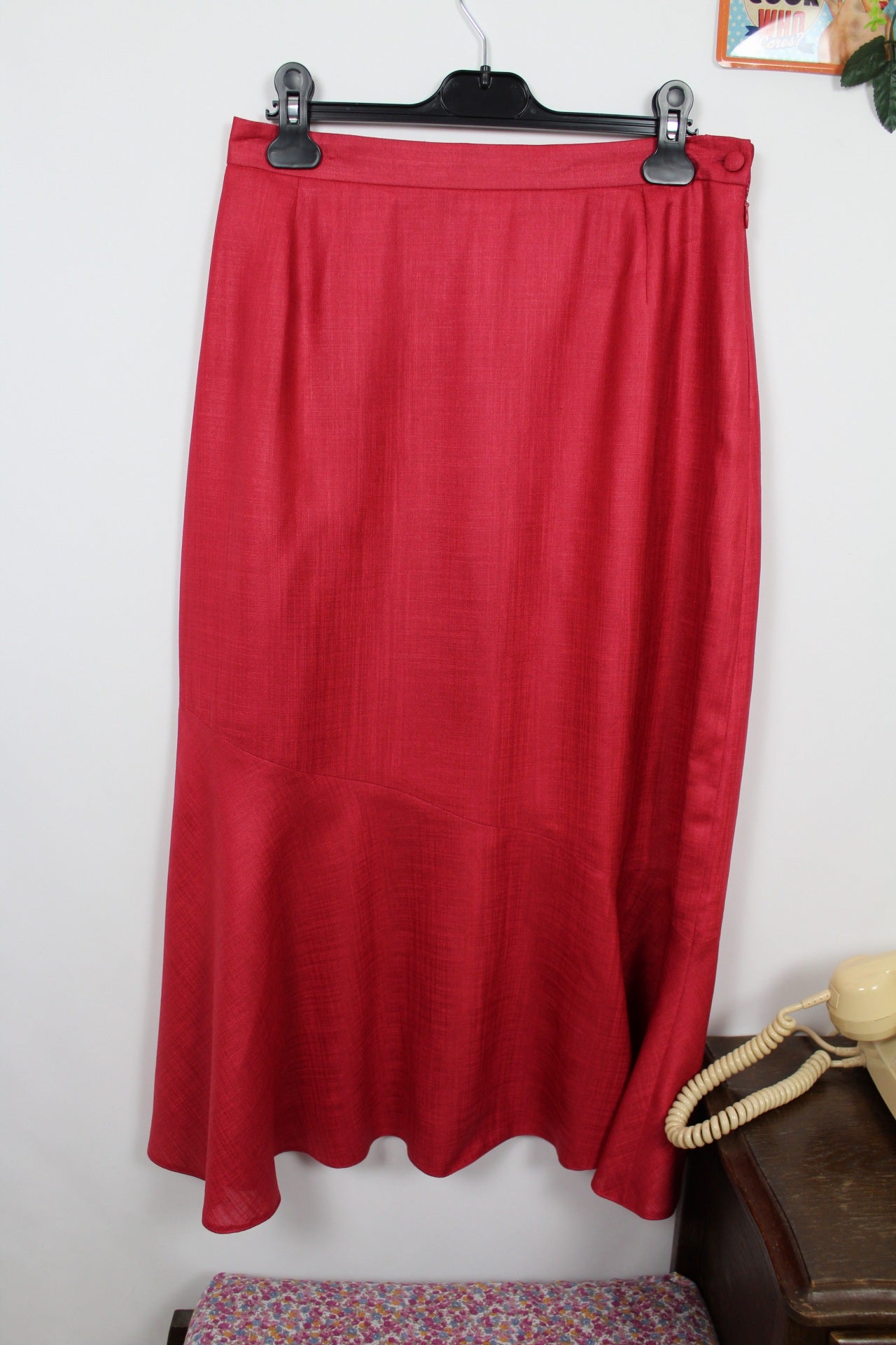 🍒🌸Jupe longue rouge volantée - Un jour ailleurs 90's - Taille 38🌸🍒