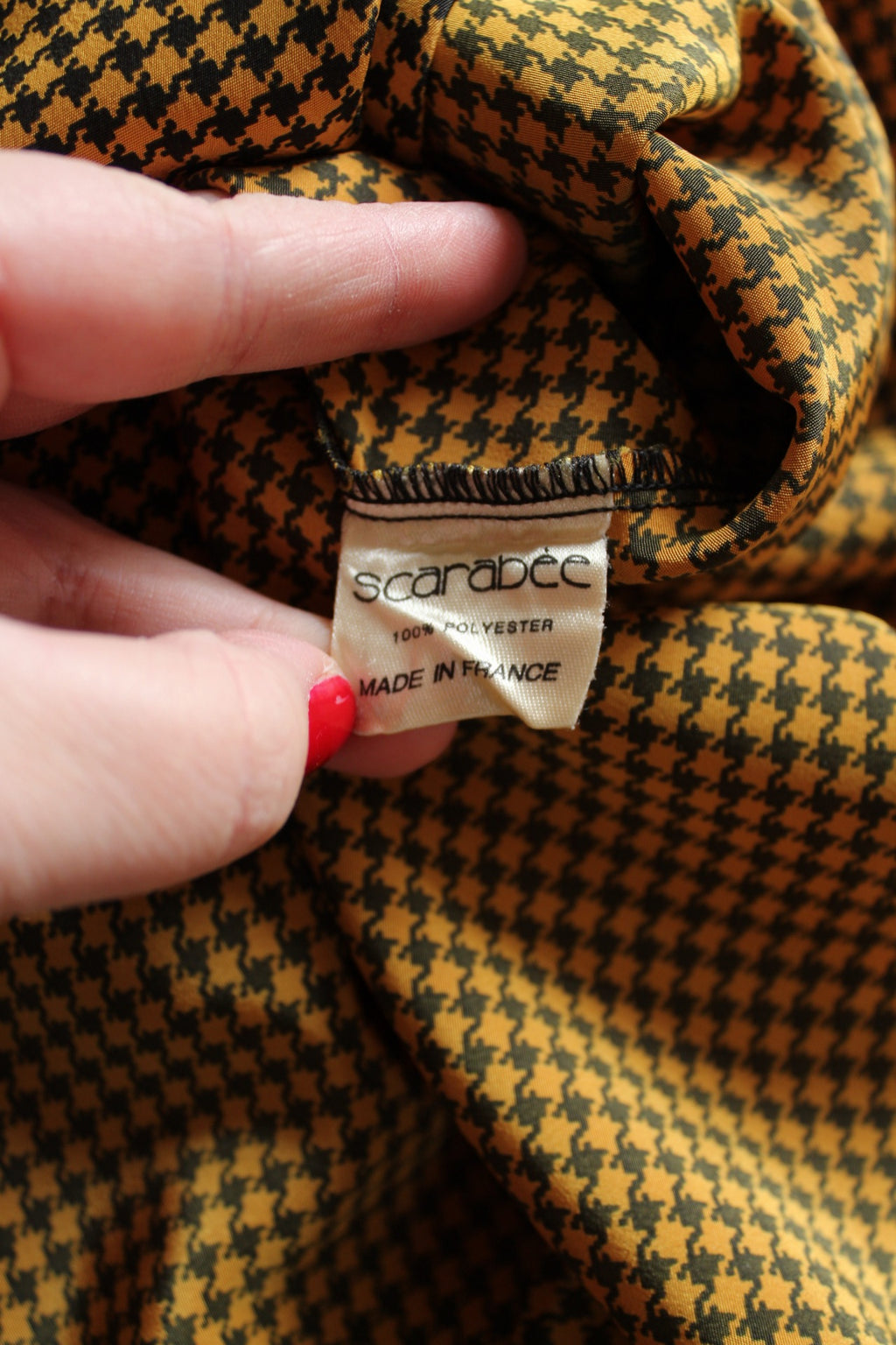 🌸Chemise vintage 80s chic - pieds de poule moutarde & boutons dorés🍒