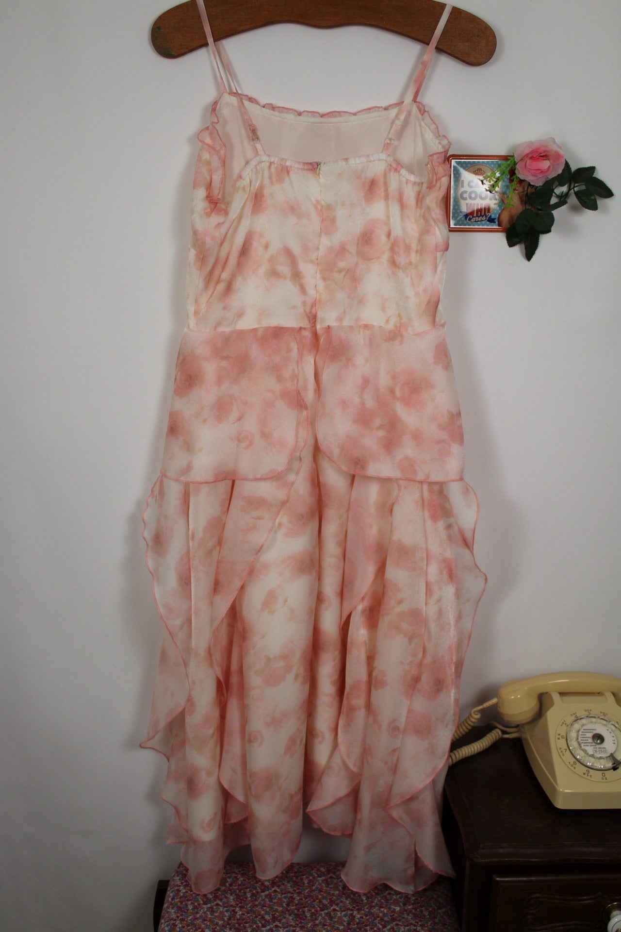 🌸🍒Robe Y2k romantique - volants effet pétales de fleurs & rose doux pailleté - Taille 38🍒🌸